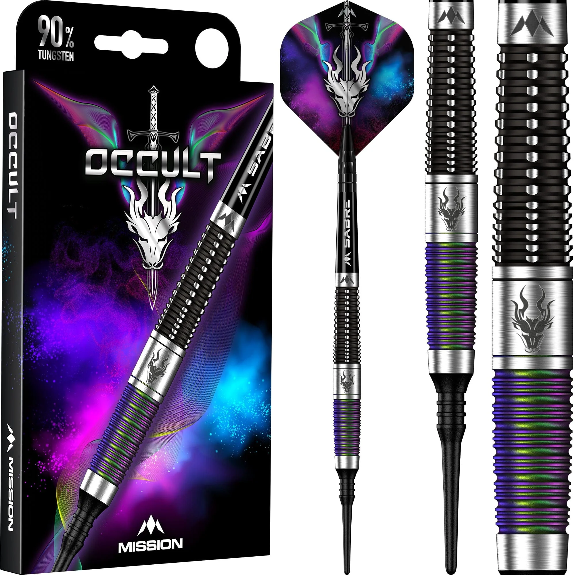 Mission Occult Darts - Soft Tip - 90% - Black & Coral PVD - Image 2