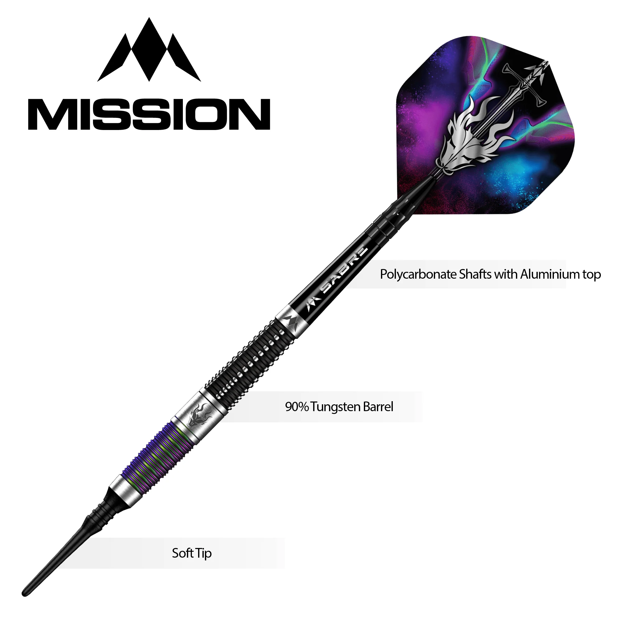 Mission Occult Darts - Soft Tip - 90% - Black & Coral PVD - Image 7