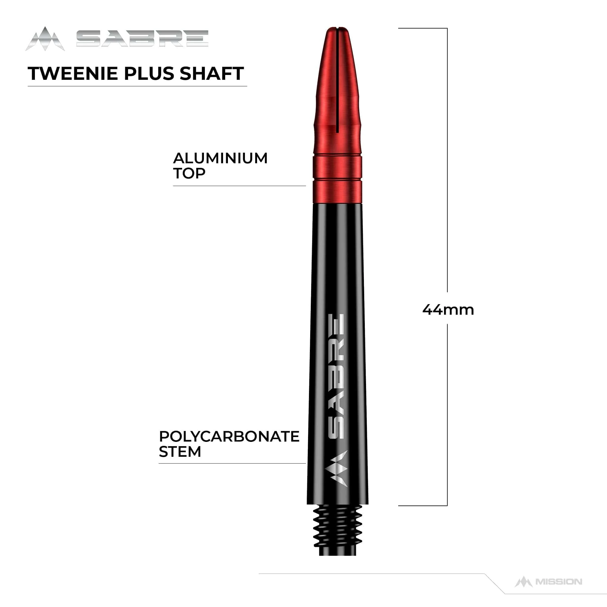 *Mission Sabre Shafts - Polycarbonate Dart Stems - Black - Red Top - Image 6