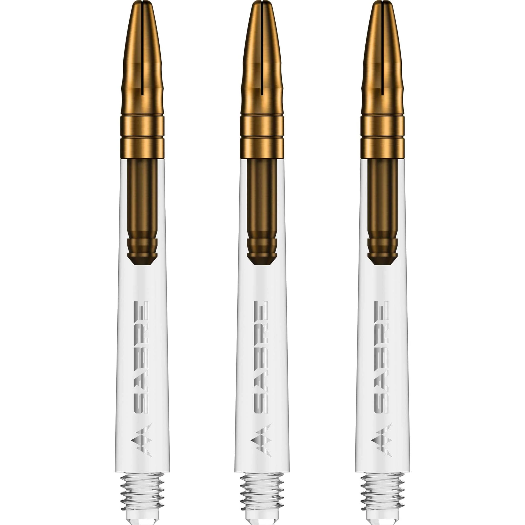 *Mission Sabre Shafts - Polycarbonate Dart Stems - Clear - Gold Top - Image 2
