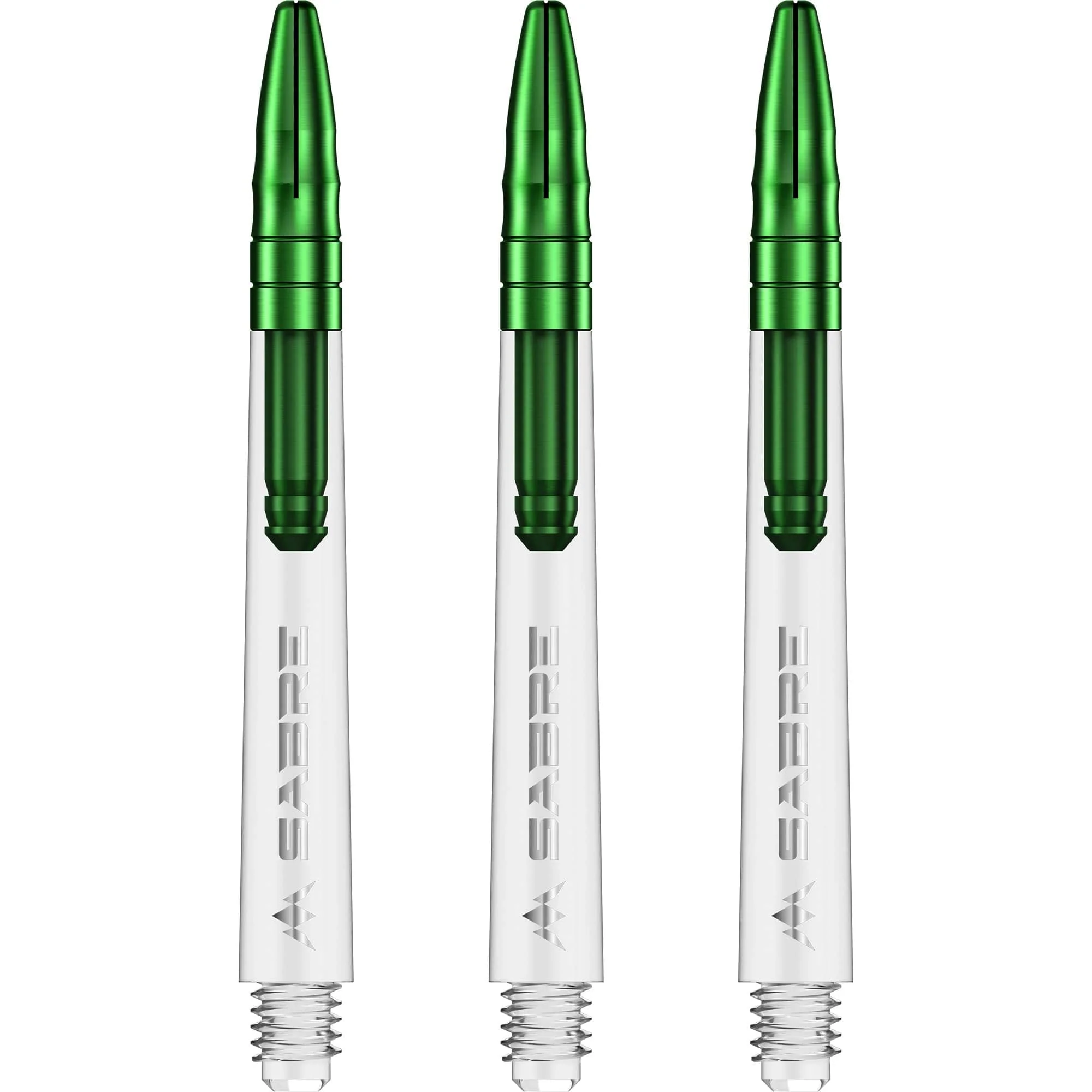 *Mission Sabre Shafts - Polycarbonate Dart Stems - Clear - Green Top - Image 2