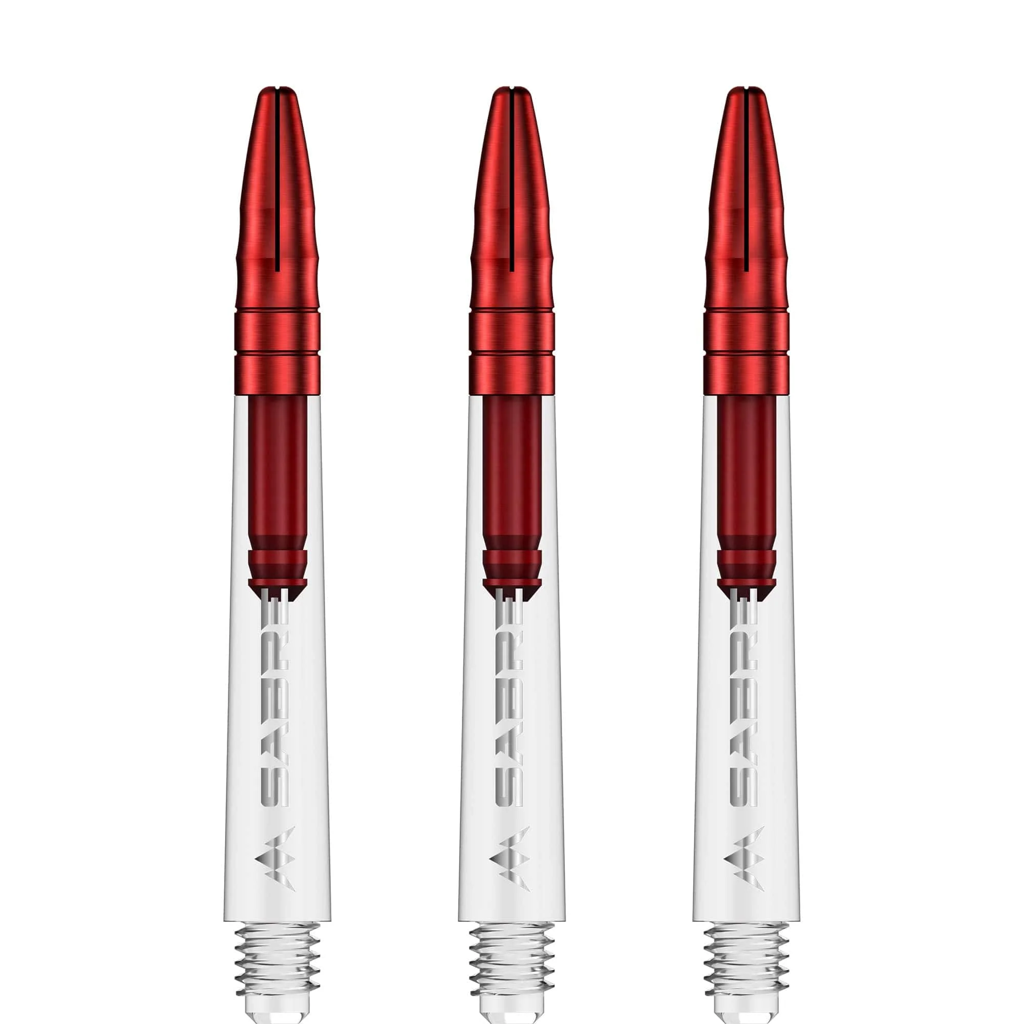 *Mission Sabre Shafts - Polycarbonate Dart Stems - Clear - Red Top - Image 3