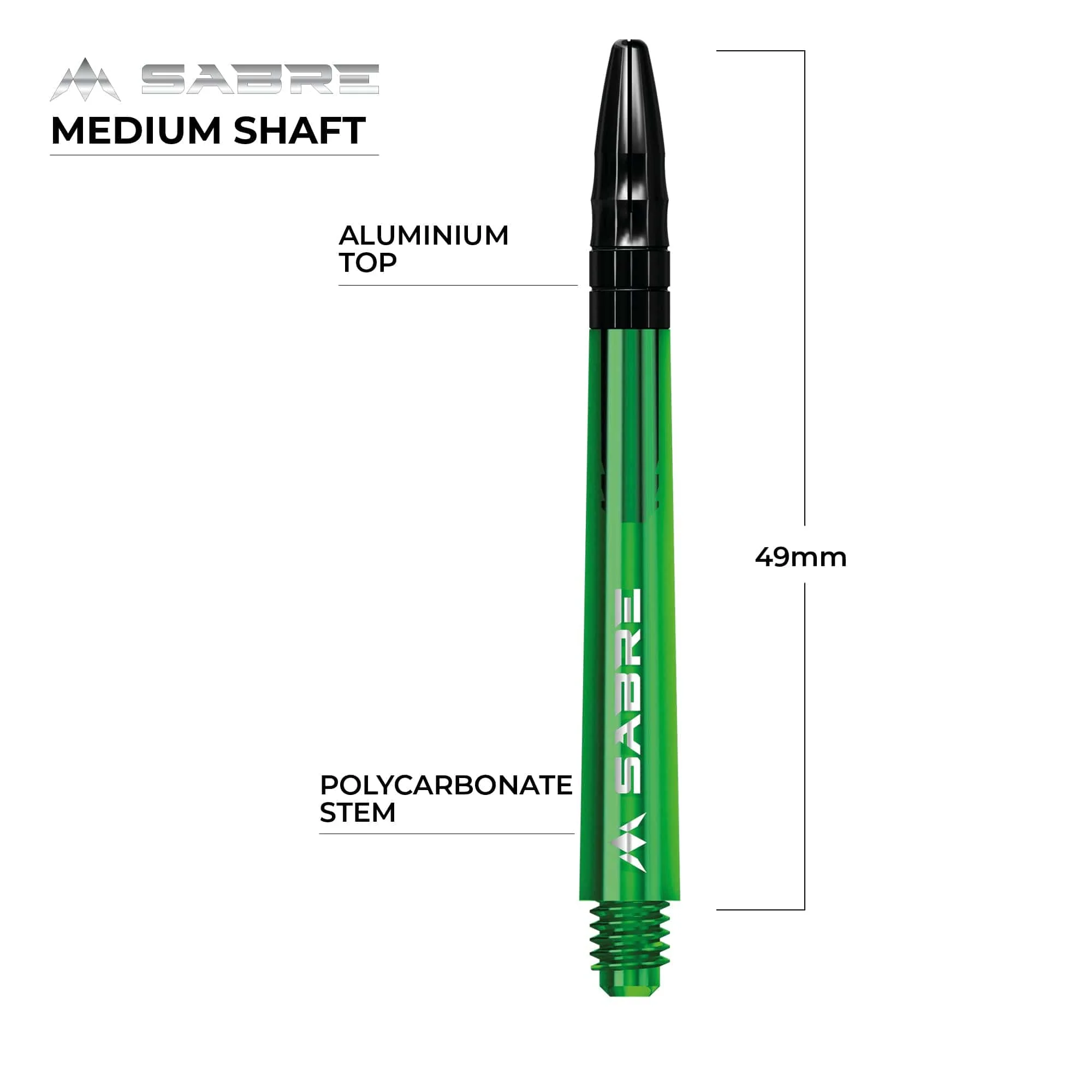 *Mission Sabre Shafts - Polycarbonate Dart Stems - Green - Black Top - Image 6