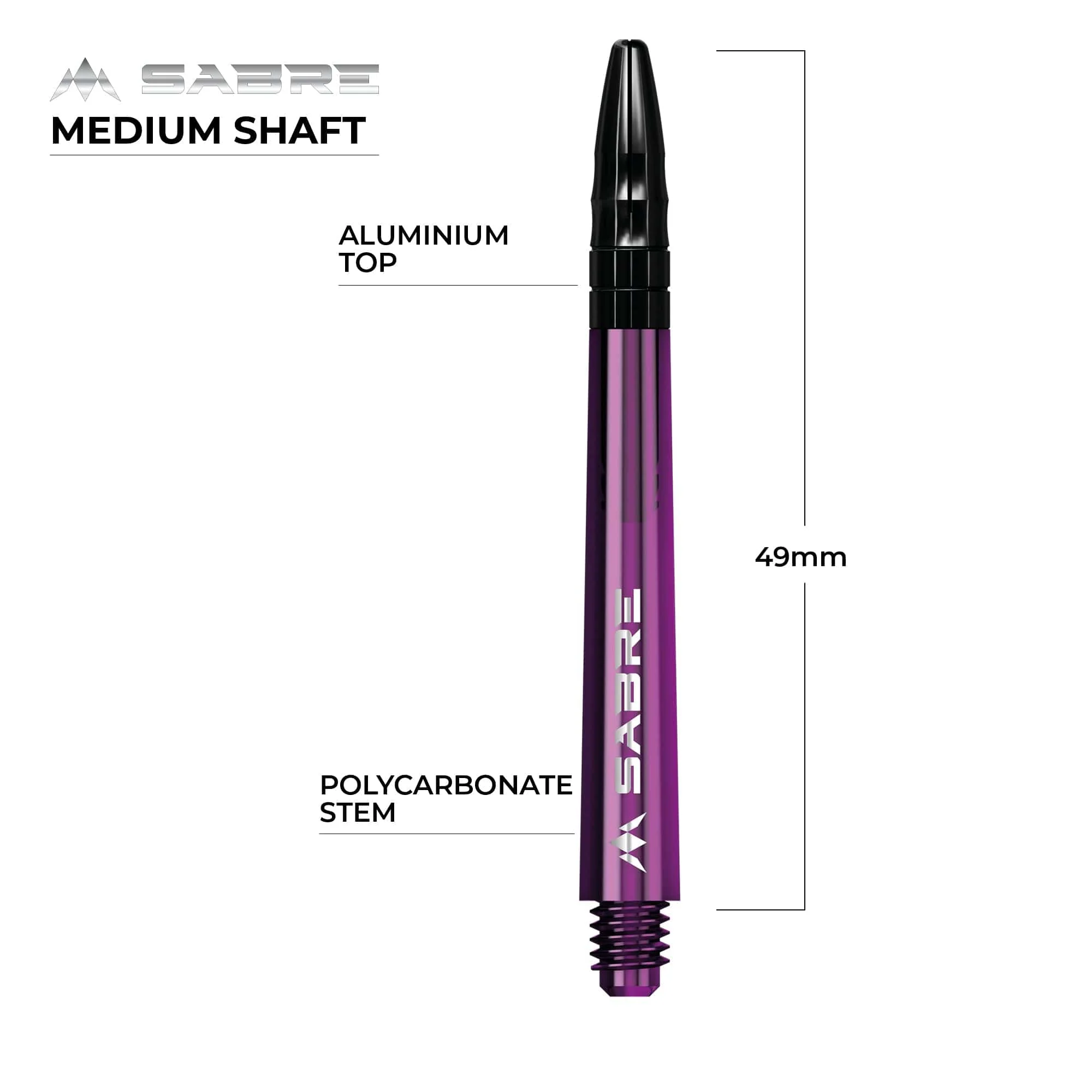 *Mission Sabre Shafts - Polycarbonate Dart Stems - Purple - Black Top - Image 6