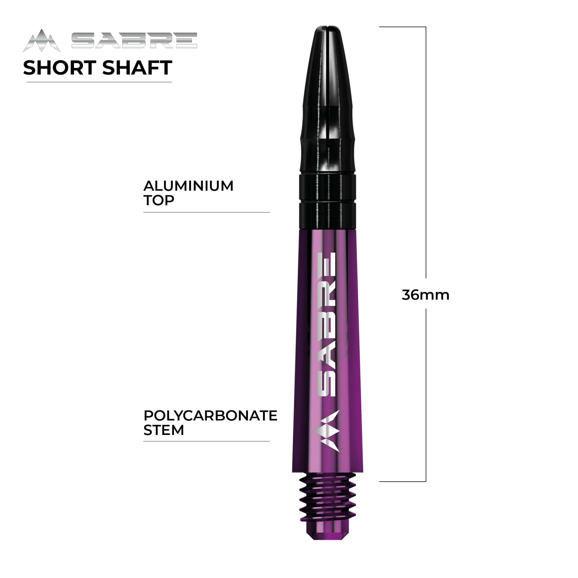 *Mission Sabre Shafts - Polycarbonate Dart Stems - Purple - Black Top - Image 8