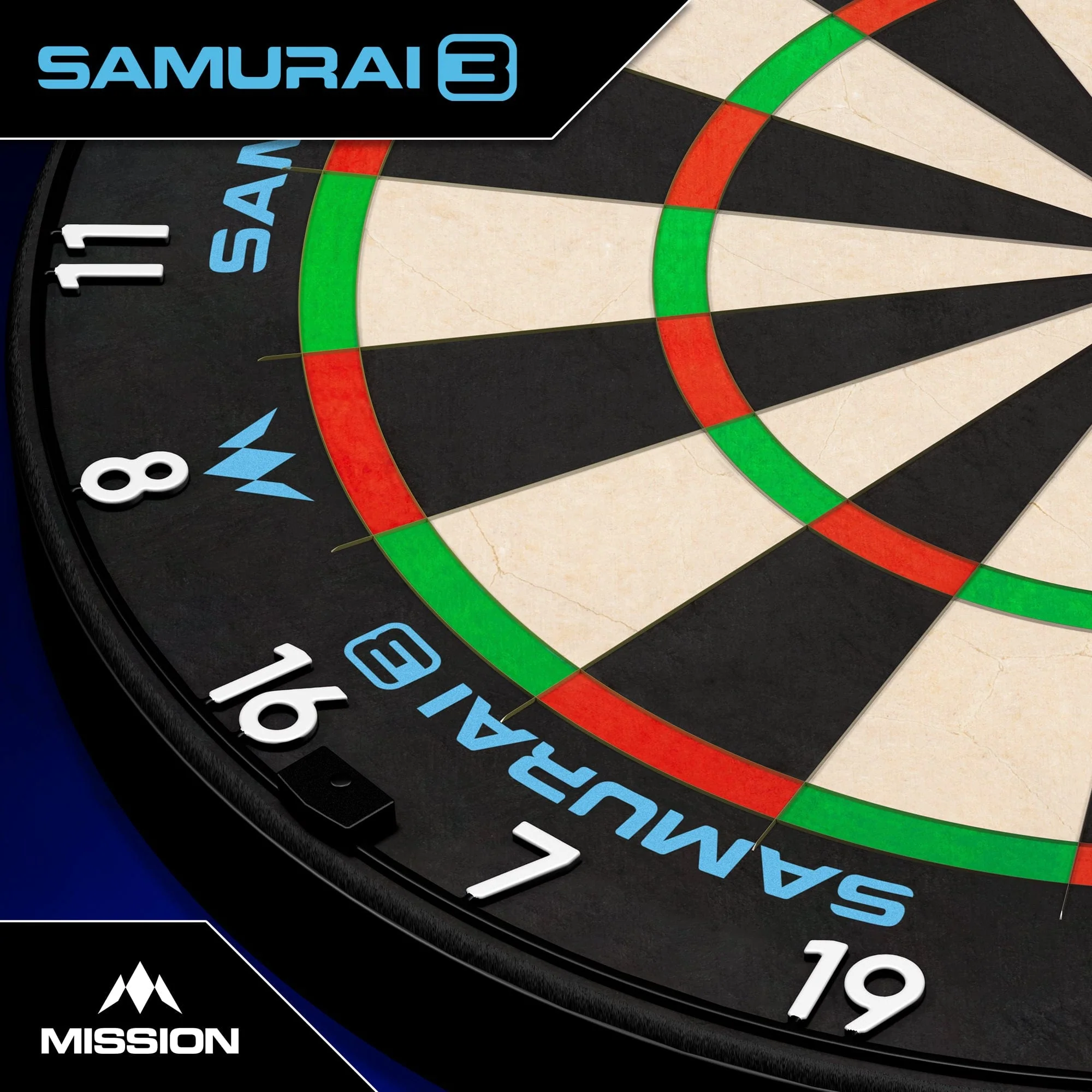 Mission Samurai 3 Dartboard - Professional - Knife Wire - Black Number Ring - Image 2