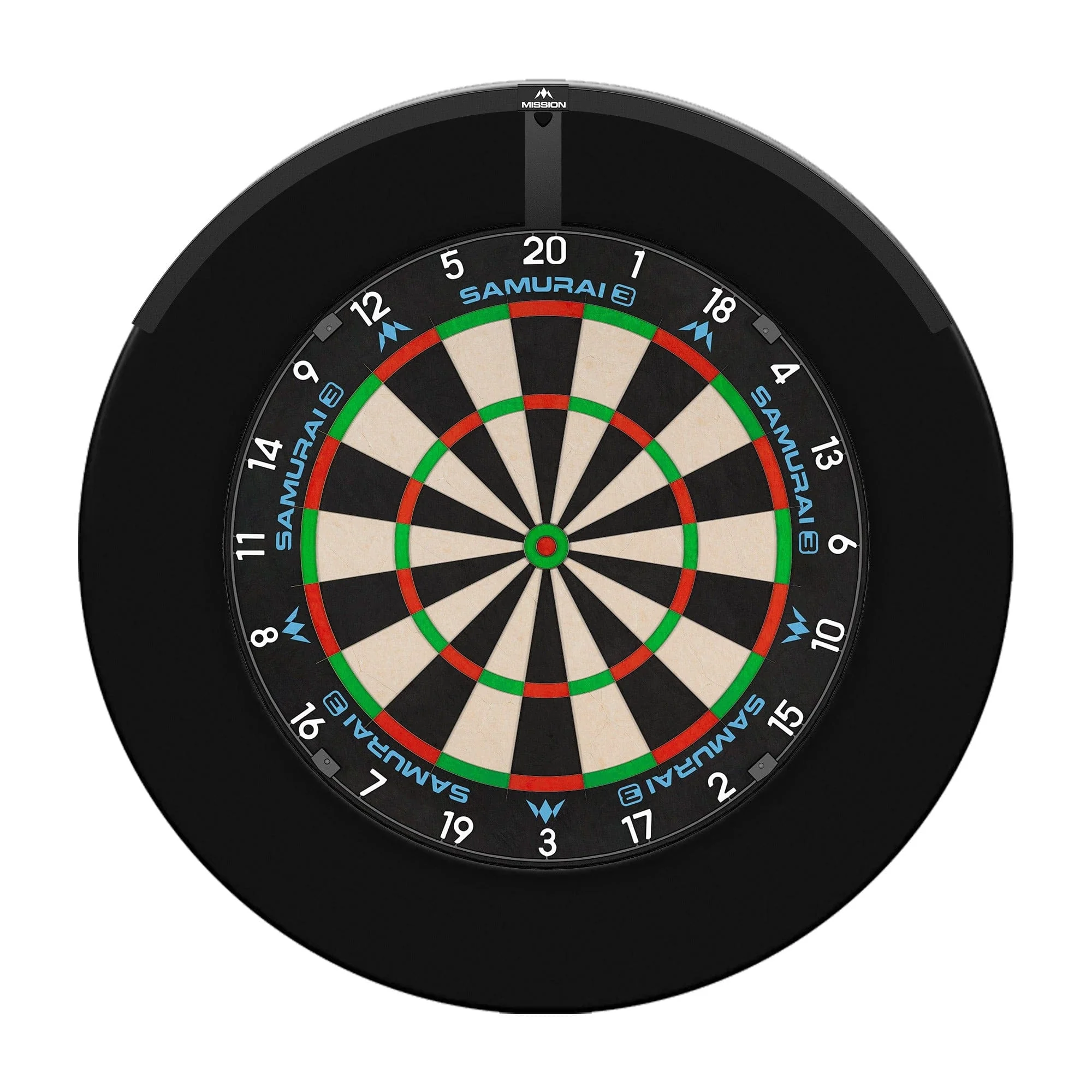 Mission Samurai 3 Dartboard Set - Dart Board, Black Surround & Torus 120 Light