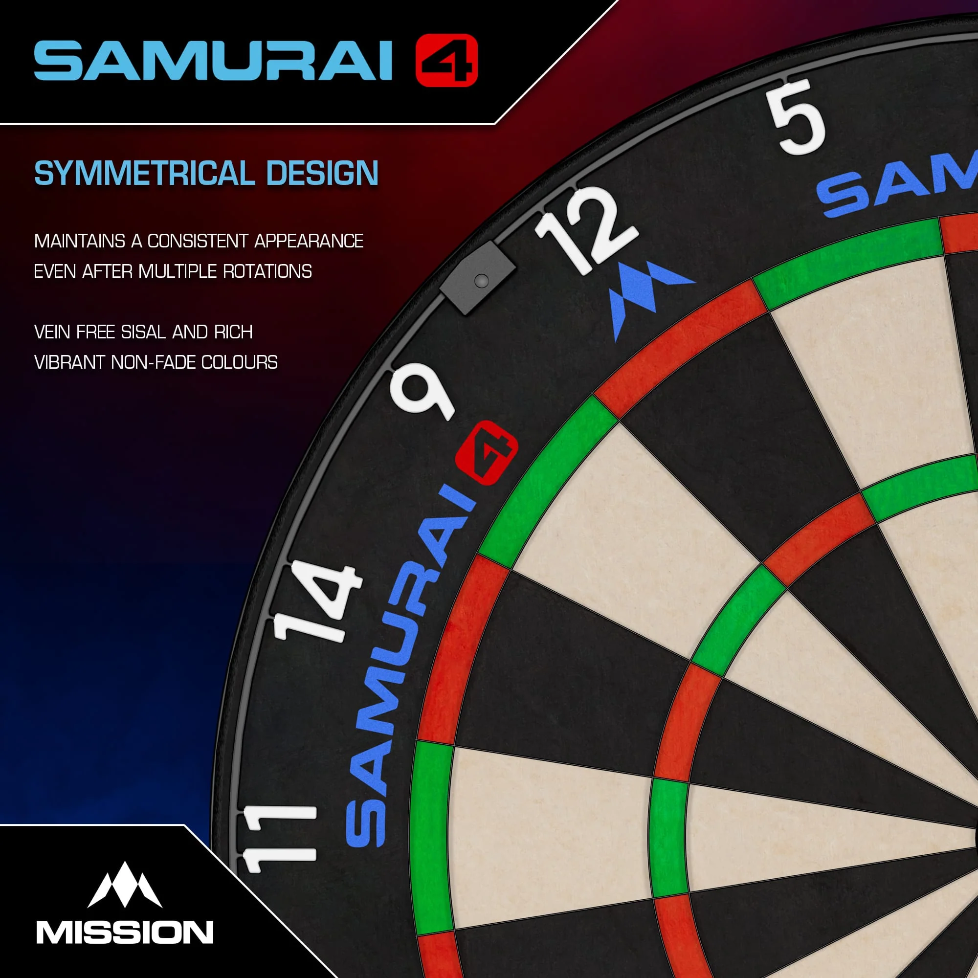 Mission Samurai 4 Dartboard - Professional - Knife Wire - Black Spider - Image 3