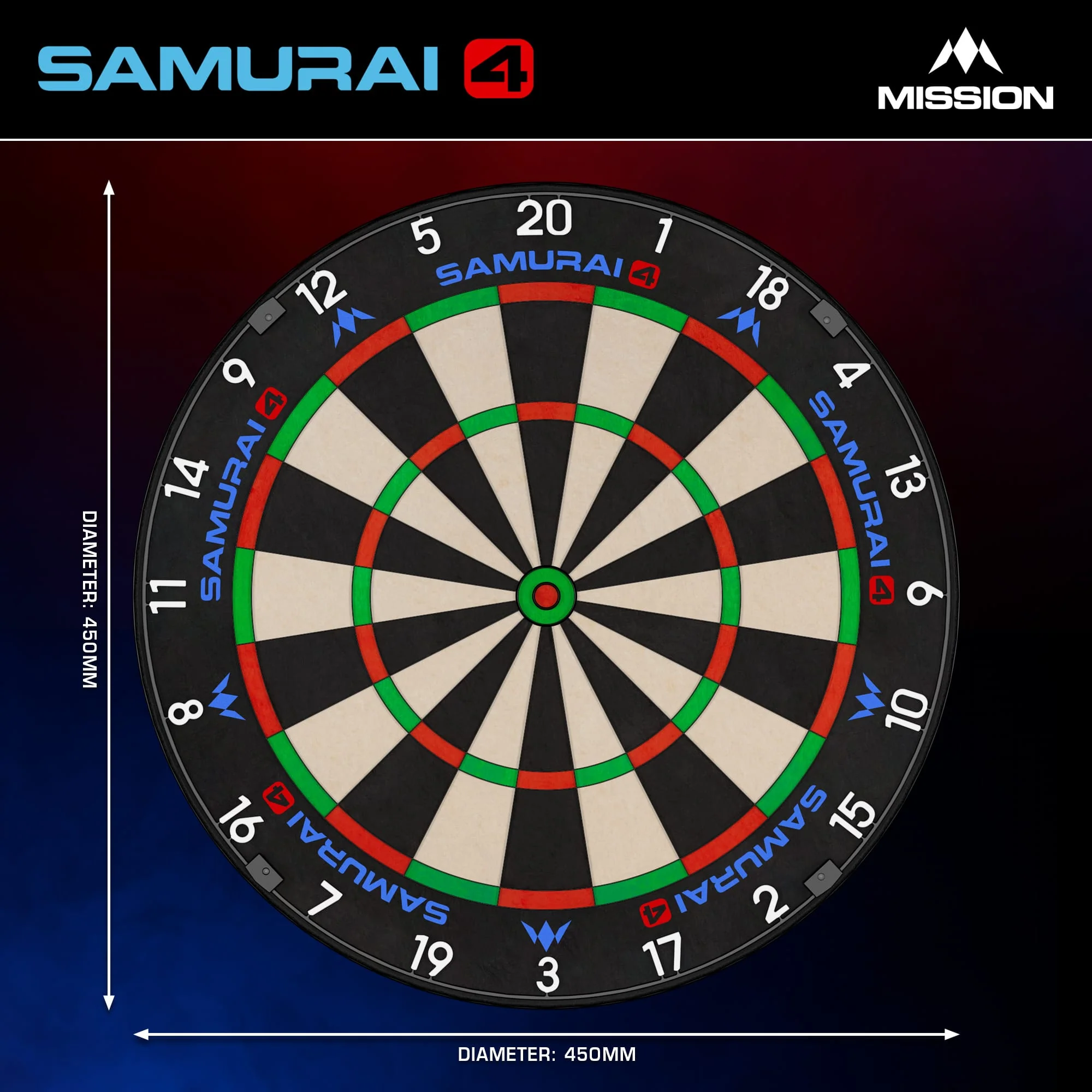Mission Samurai 4 Dartboard - Professional - Knife Wire - Black Spider - Image 5