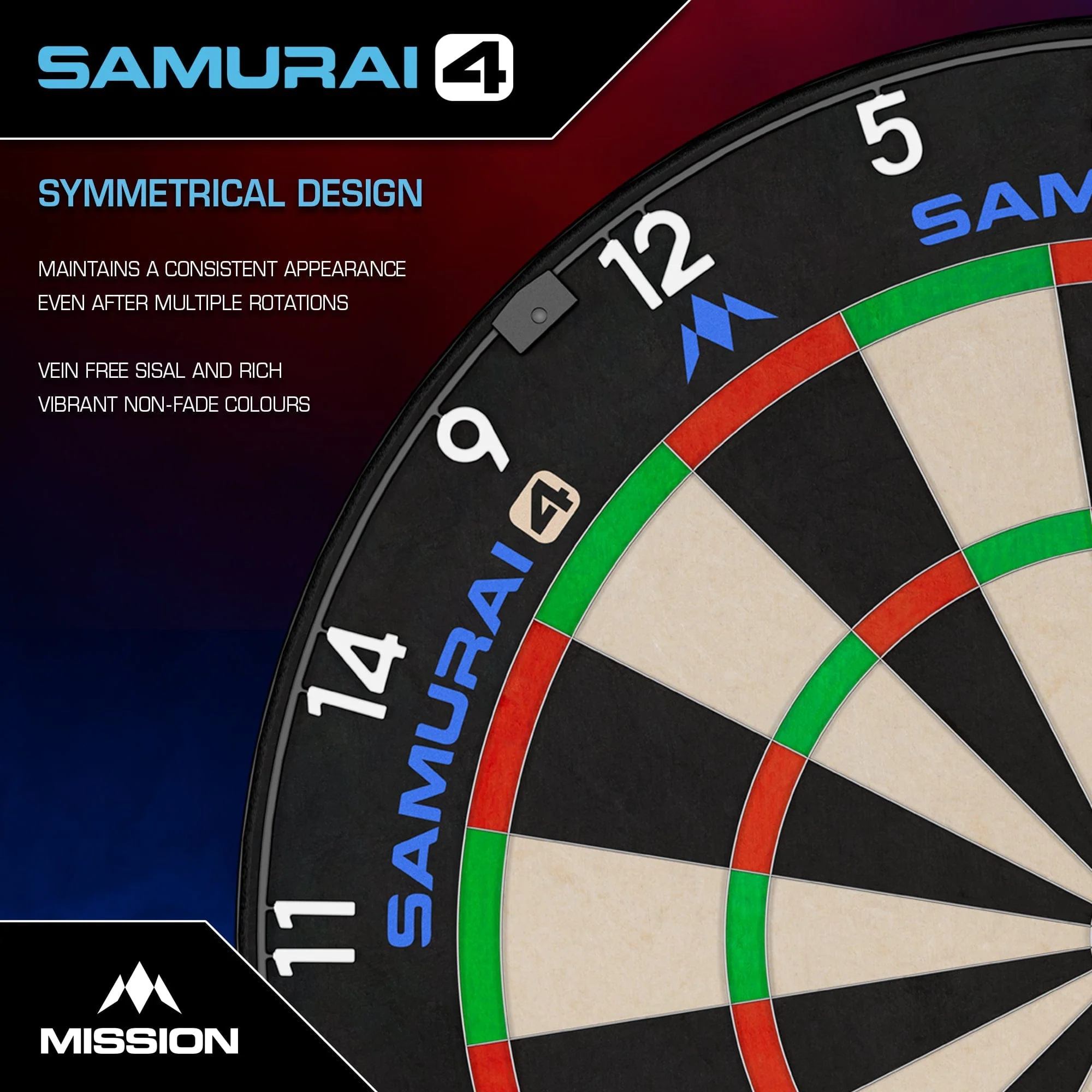 Mission Samurai 4 Dartboard - Professional - Knife Wire - White Spider - Image 3