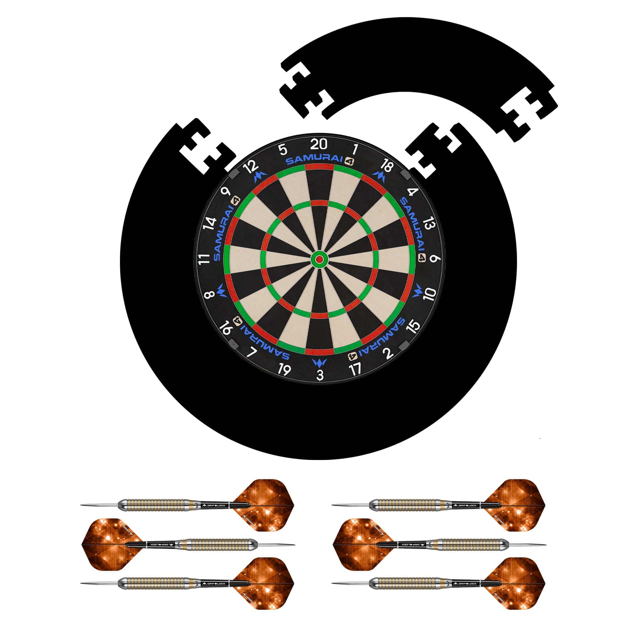 Mission Samurai 4 Dartboard Set - Dart Board, Jigsaw Surround & 2 sets of Brass Darts - Image 2
