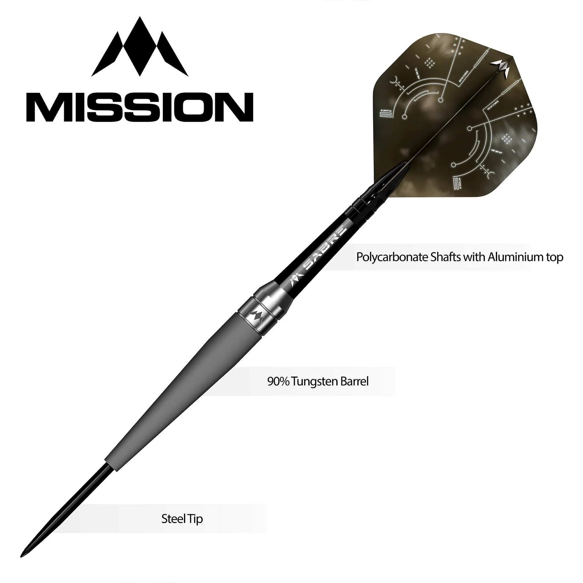 Mission Saturn Darts - Steel Tip - 90% Tungsten - Titan - Image 3