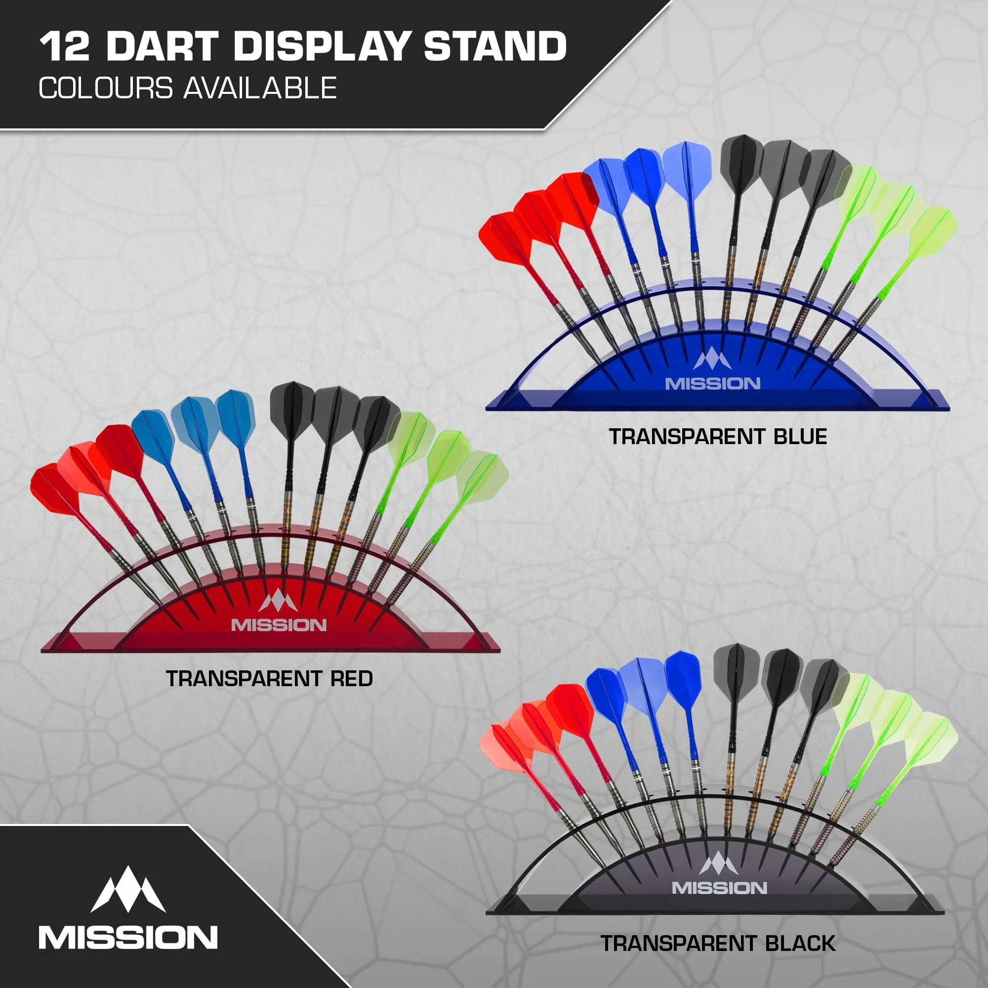 Mission Station 12 - holds 12 darts - Acrylic Darts Display Arc Colours - Image 5
