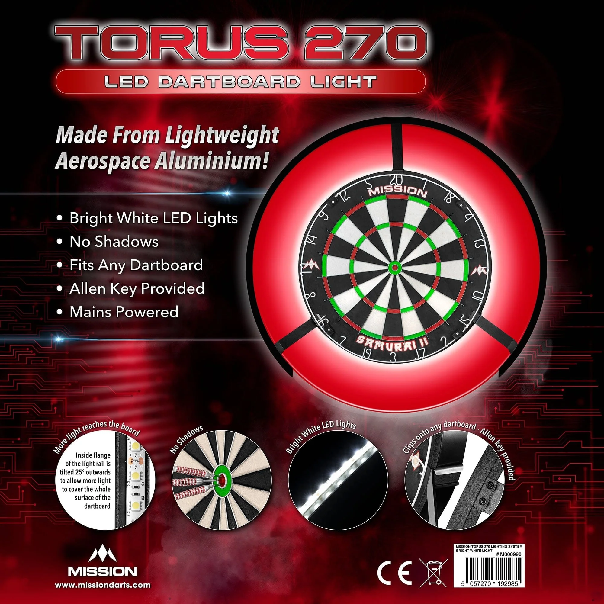 Mission Torus 270 Dartboard Lighting - Bright White Light - Image 8