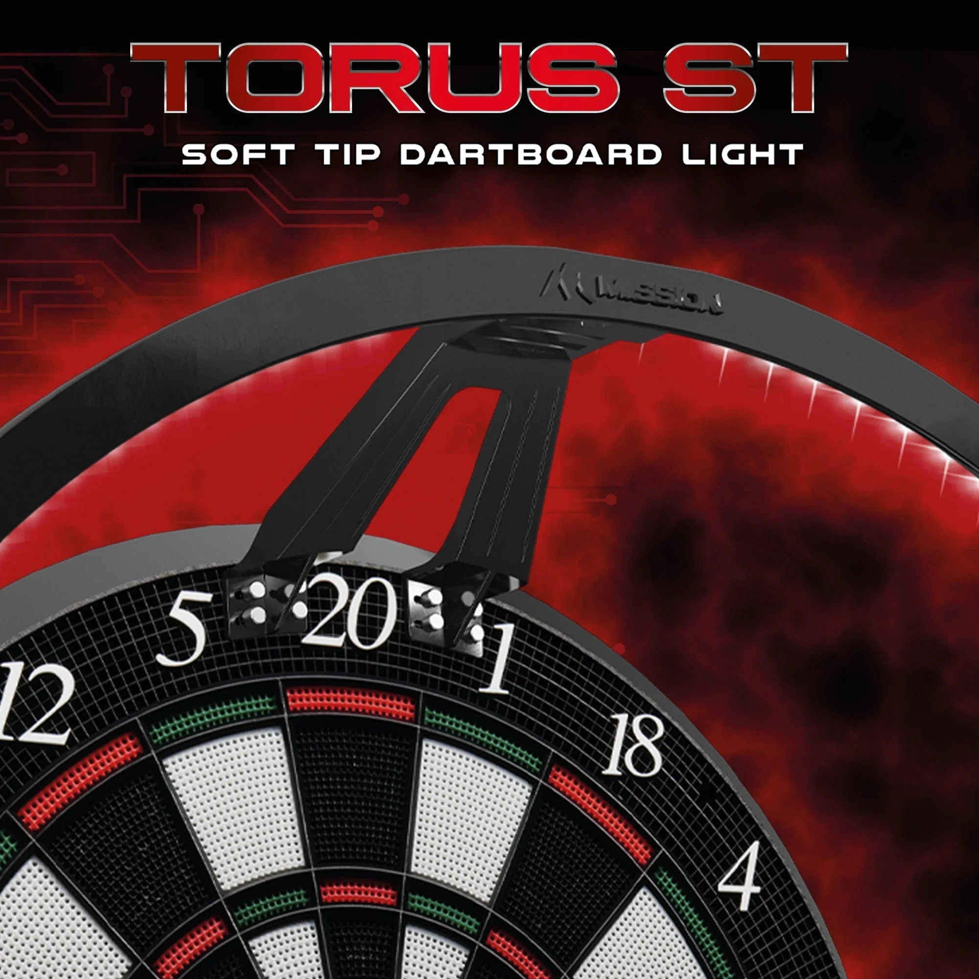 Mission Torus ST Dartboard Lighting - for Soft Tip Dartboards - Black - USB - Bright White Light - Image 5