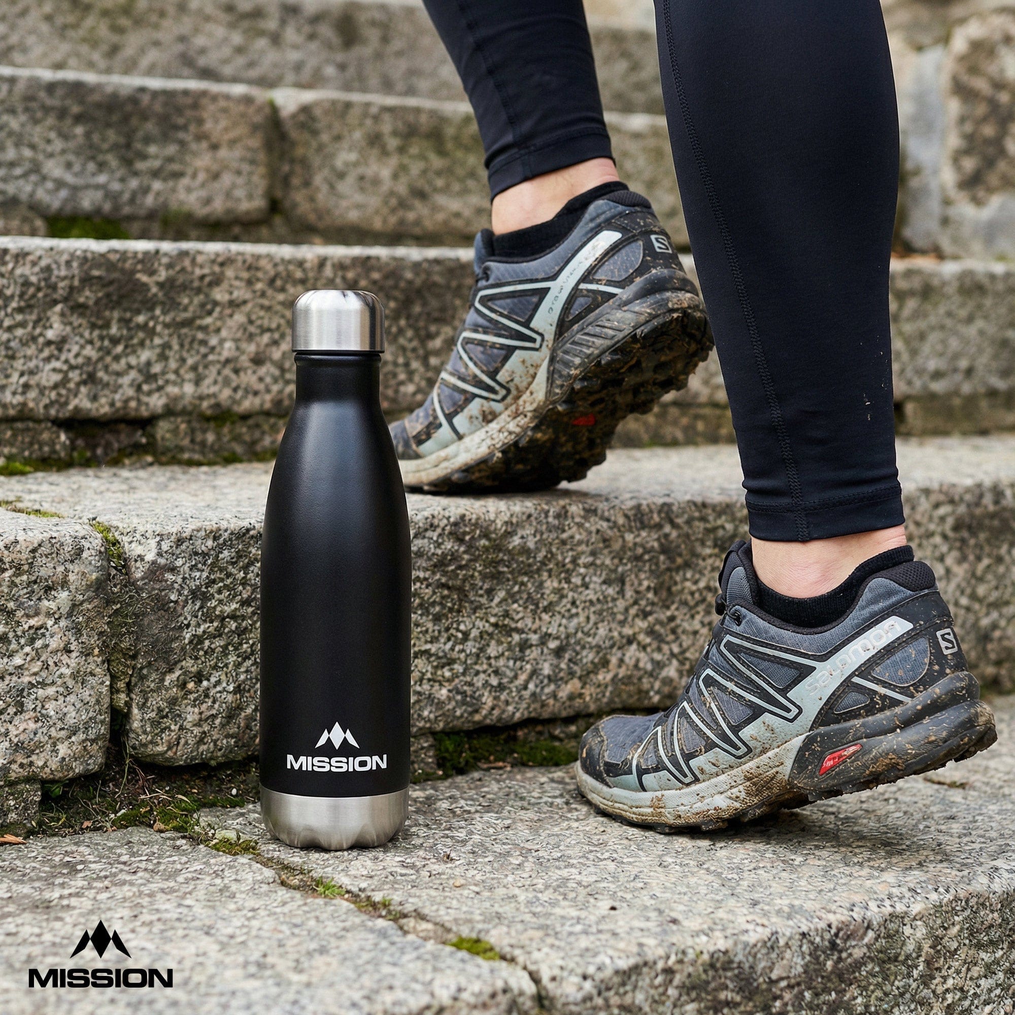 Mission Water Bottle - Stainless Steel - 500ml - Black - Image 6