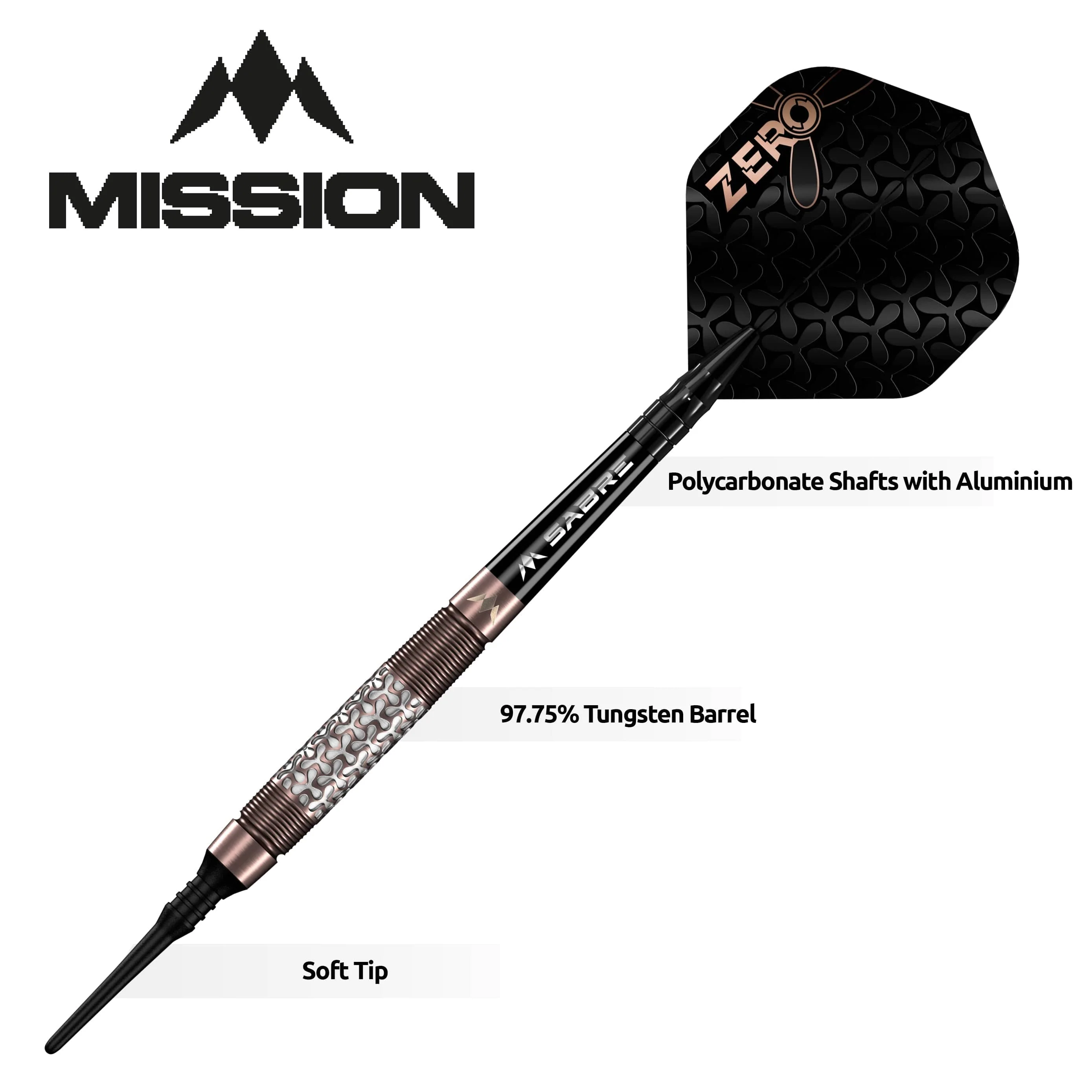 Mission Zero Darts - Soft Tip - 97.5% Tungsten - Bronze PVD - Image 3