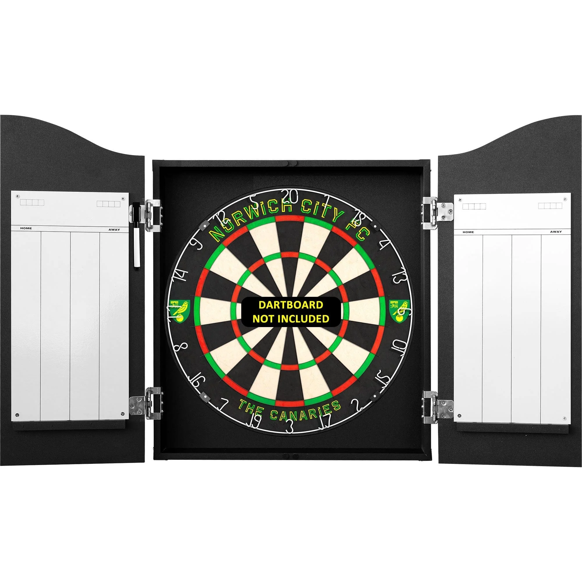 Norwich City FC - Official Licensed - The Canaries - Dartboard Cabinet - C2 - Stripes - Crest - Image 3