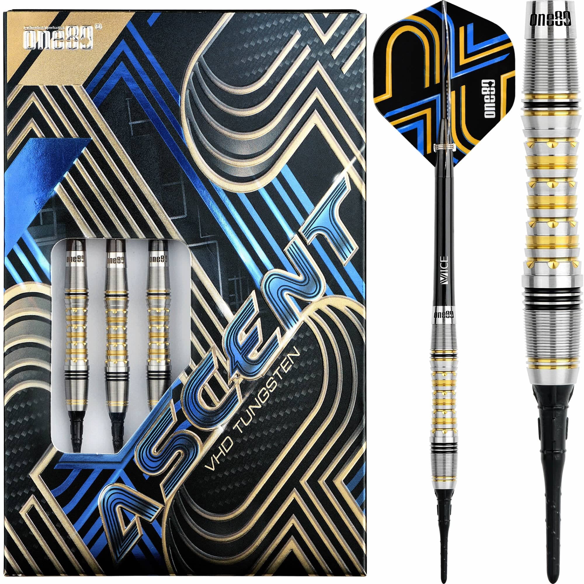 One80 Ascent Darts - Soft Tip - S04 - Black & Gold