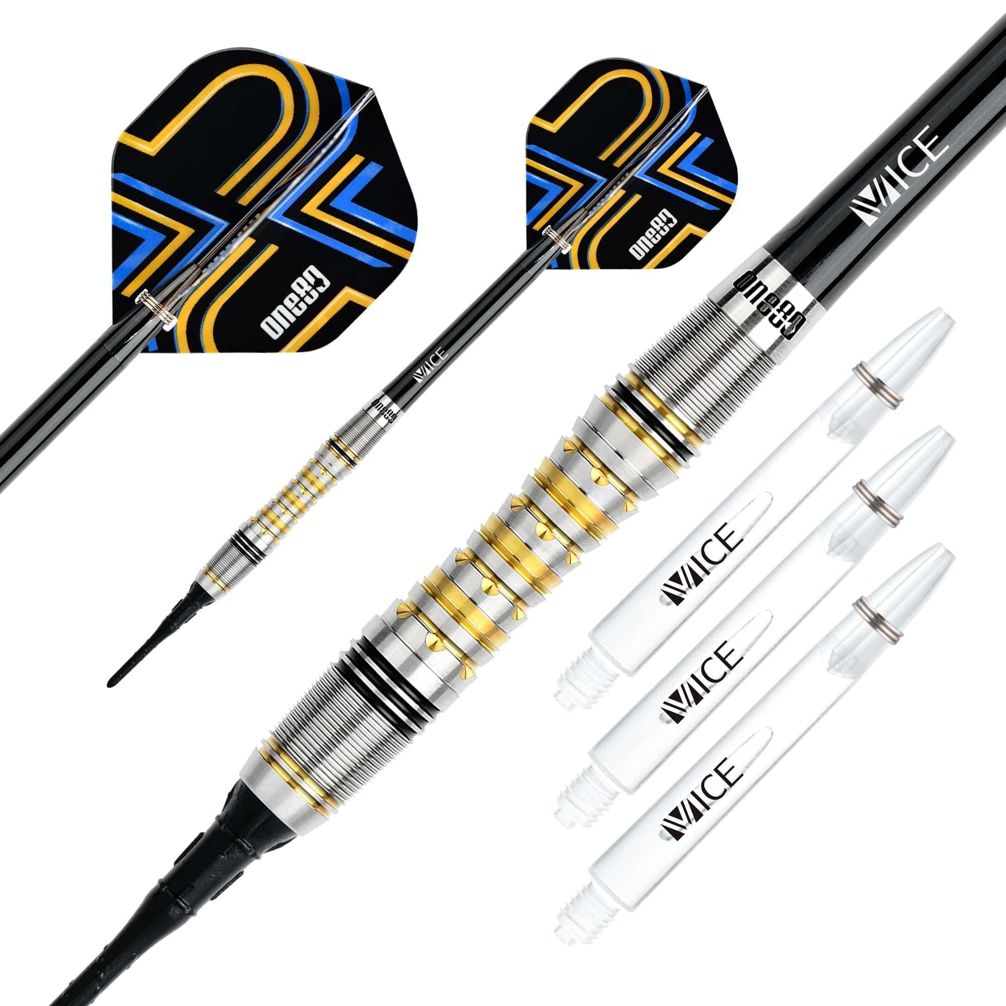 One80 Ascent Darts - Soft Tip - S04 - Black & Gold - Image 2