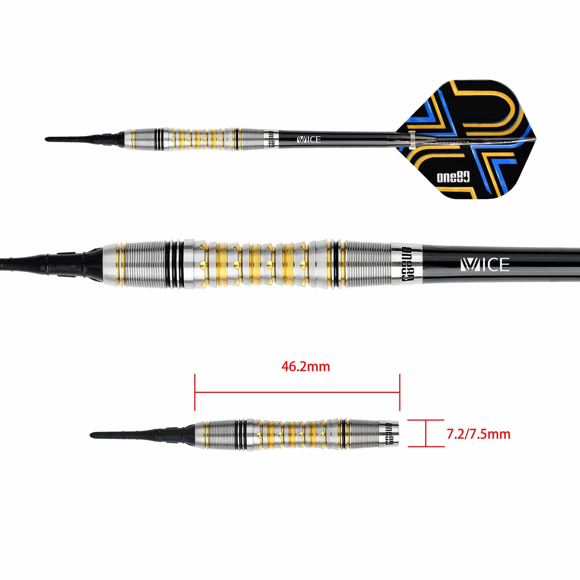 One80 Ascent Darts - Soft Tip - S04 - Black & Gold - Image 3