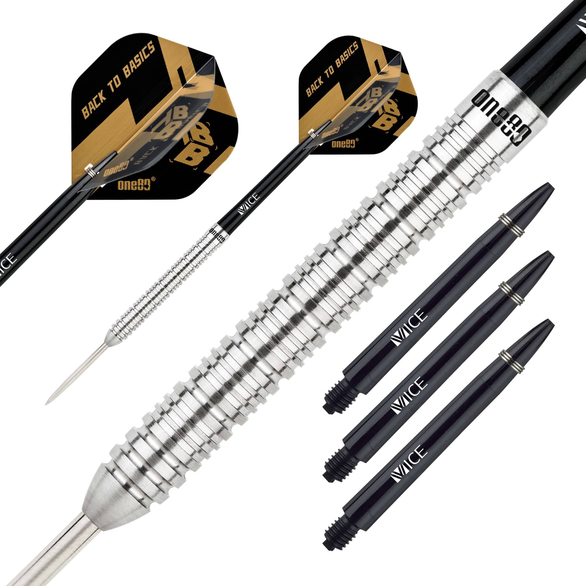 One80 Back To Basic Darts - Steel Tip - BAS - Natural - Ringed - Image 2