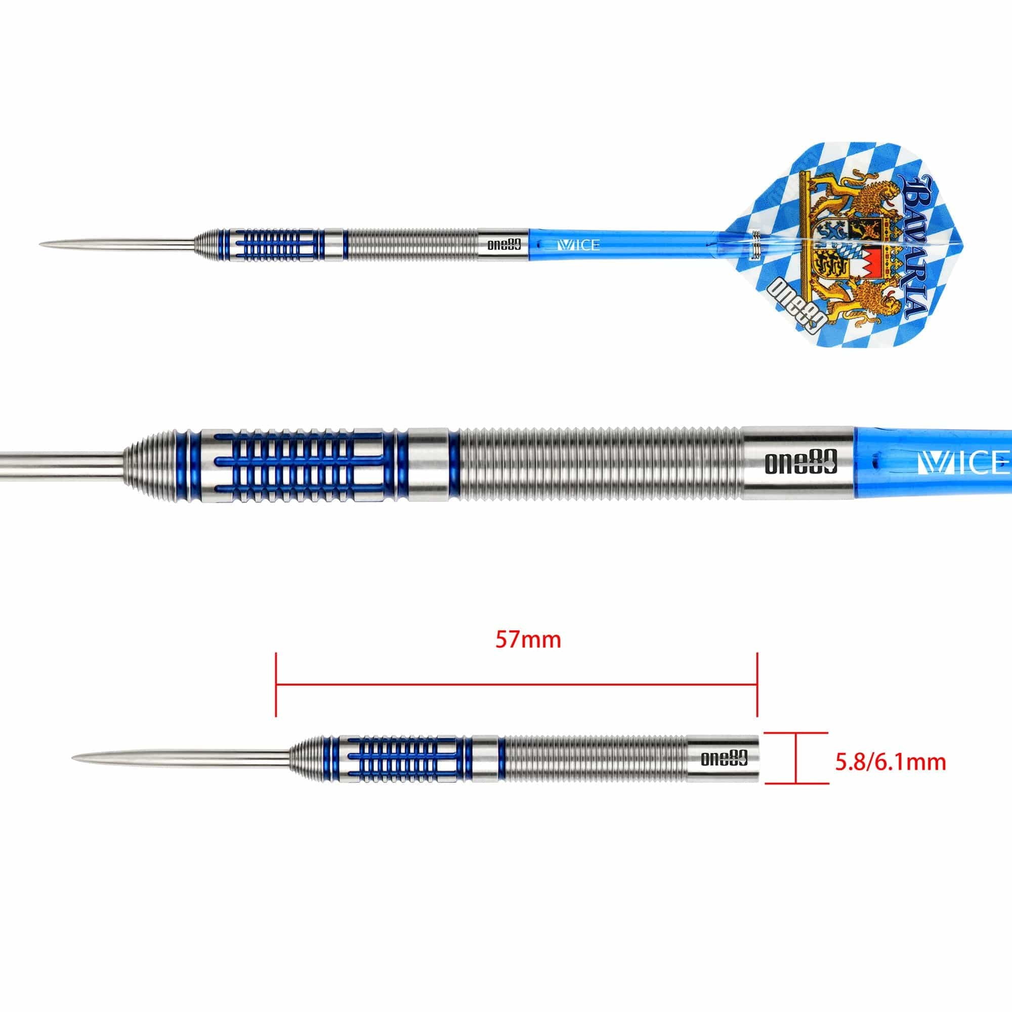 One80 Bavaria Ultra Long Darts - Steel Tip - S04 - Blue - Image 3