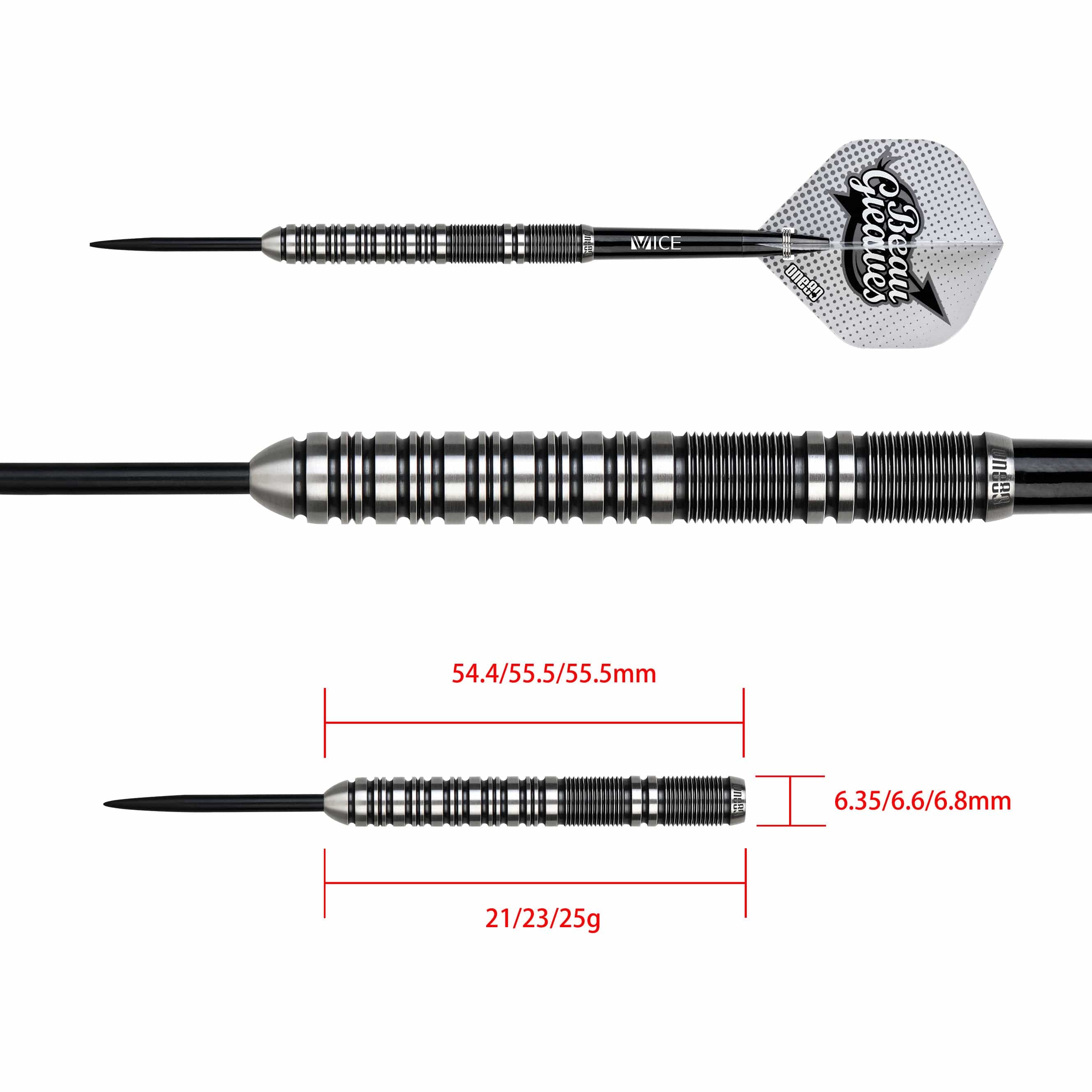 One80 Beau Greaves Darts - Steel Tip - HD - Black & Silver - Image 3