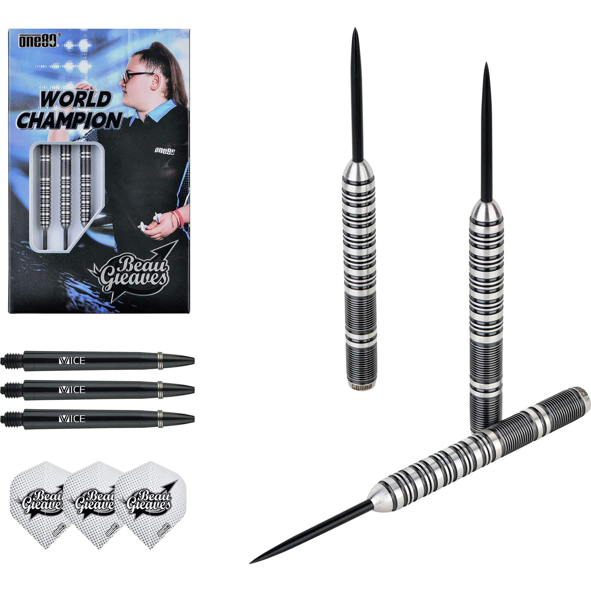 One80 Beau Greaves Darts - Steel Tip - HD - Black & Silver - Image 6