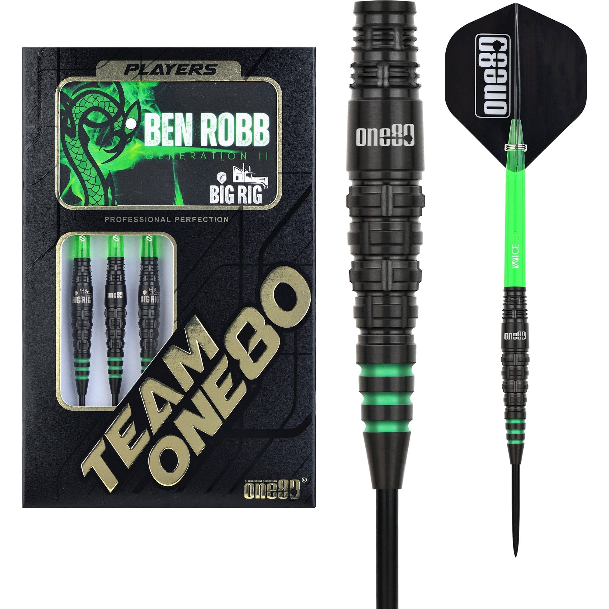 One80 Ben Robb V2 Darts - Steel Tip - Big Rig - Black - Image 3