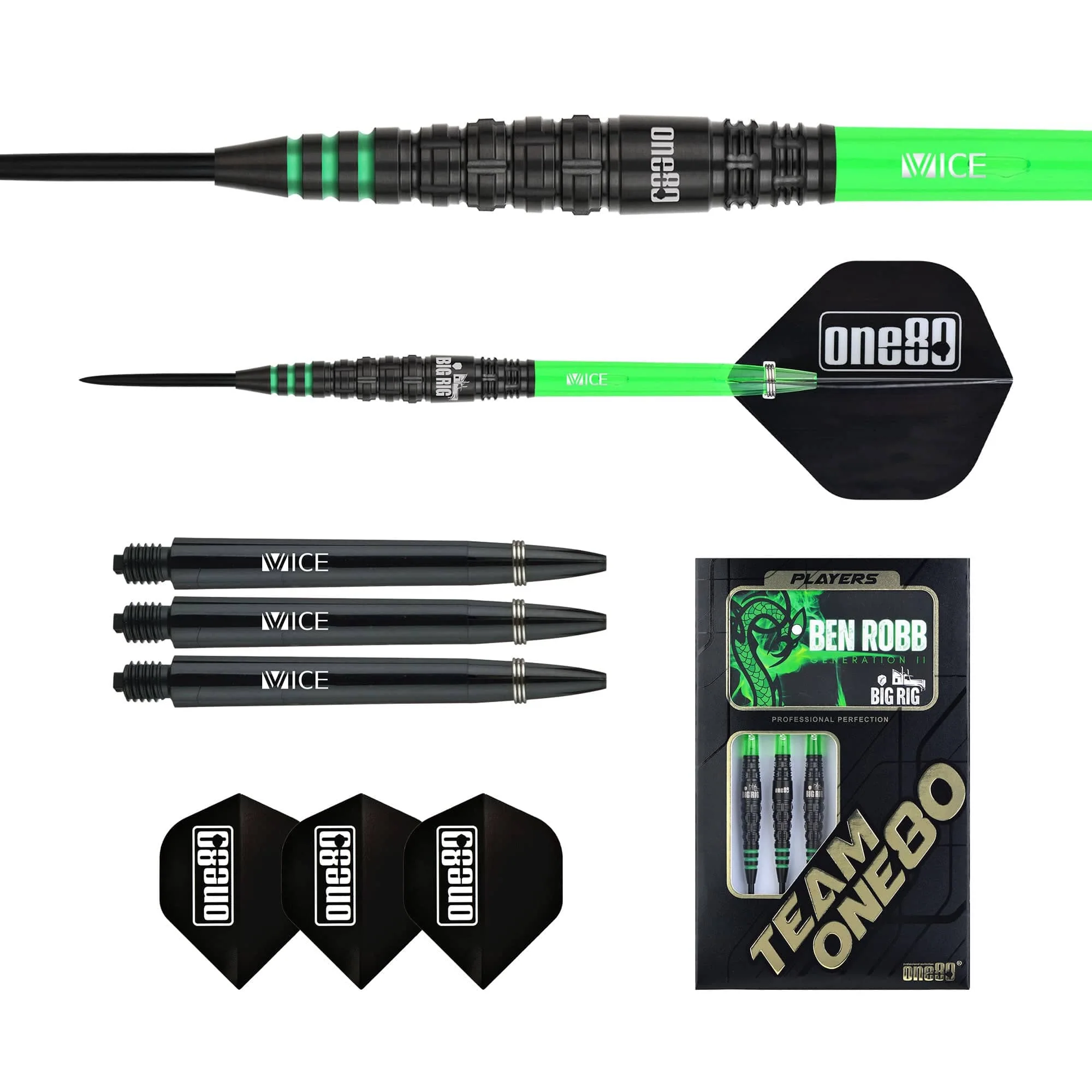 One80 Ben Robb V2 Darts - Steel Tip - Big Rig - Black - Image 4