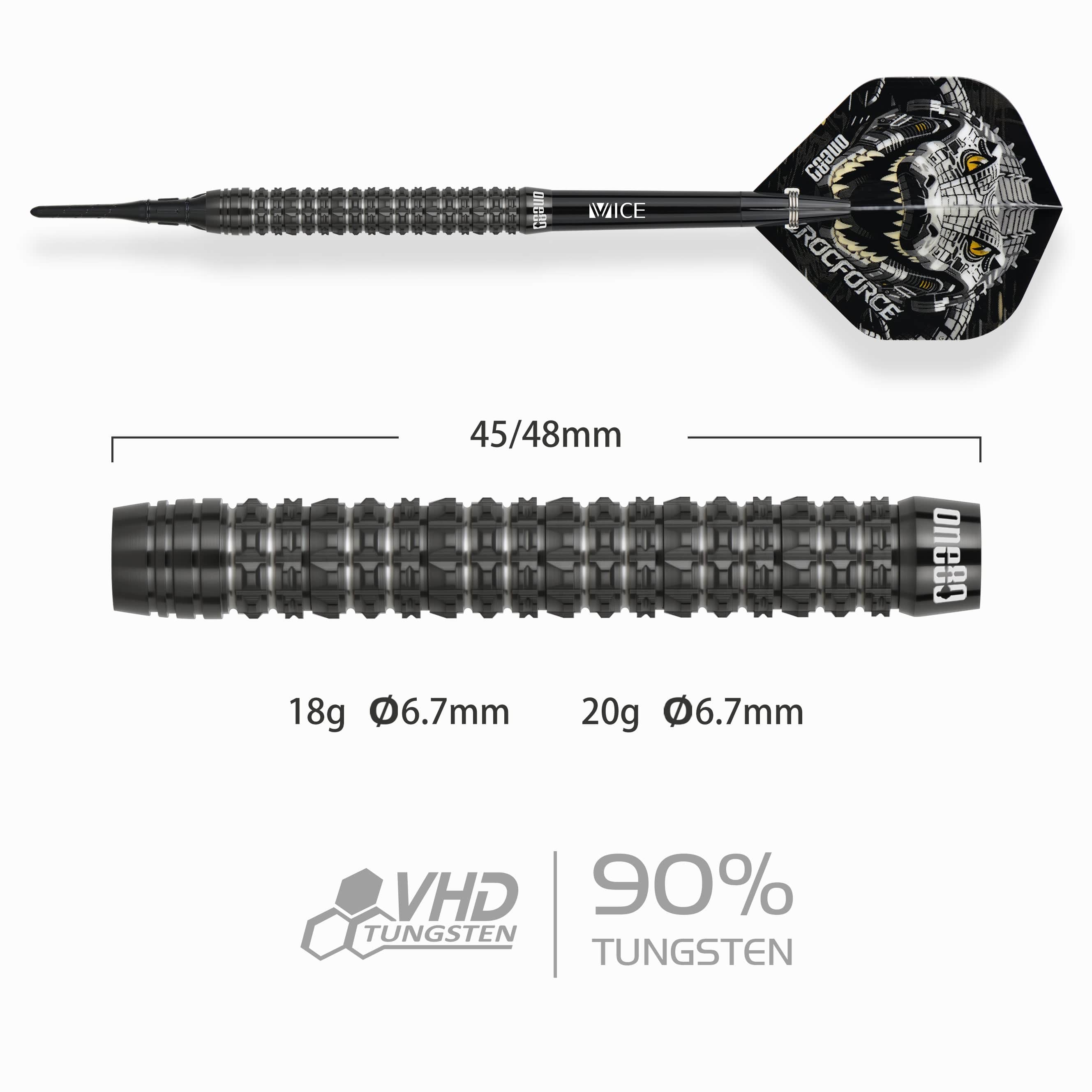 One80 Crocforce Darts - Soft Tip - 90% Tungsten - CF1 - Image 2