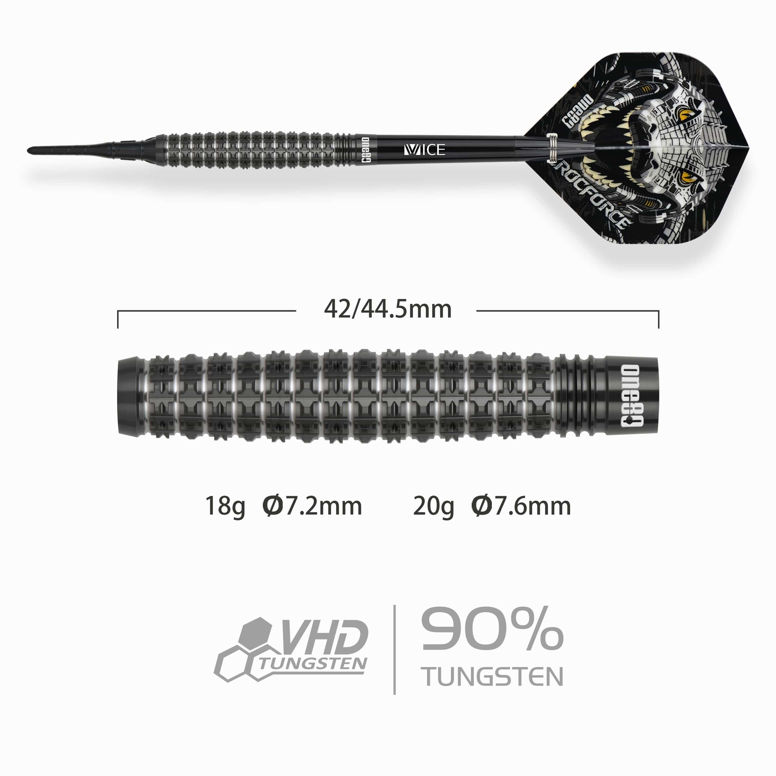 One80 Crocforce Darts - Soft Tip - 90% Tungsten - CF4 - Image 2