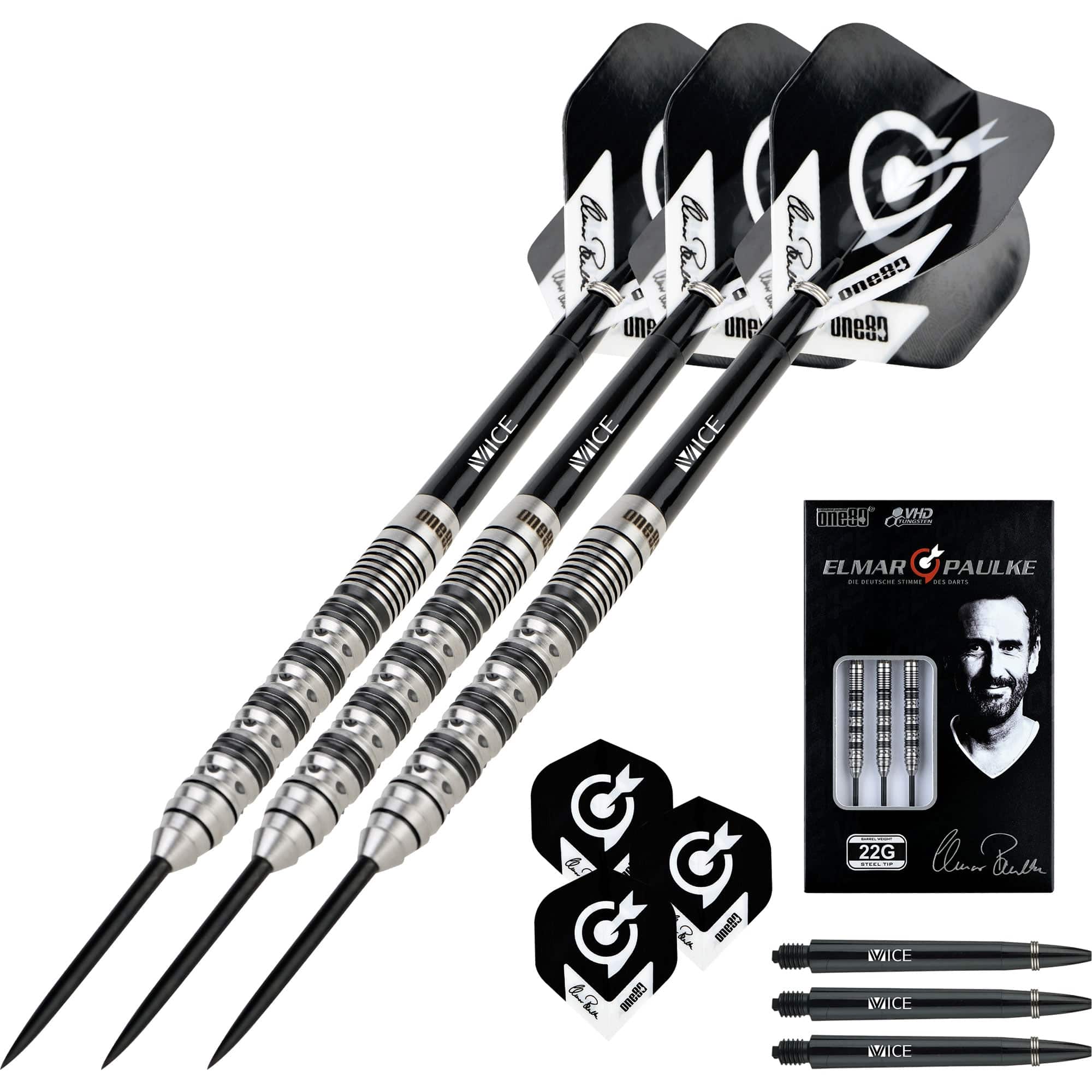 *One80 Elmar Paulke Darts - Steel Tip - V2 - Black & Silver - Image 4