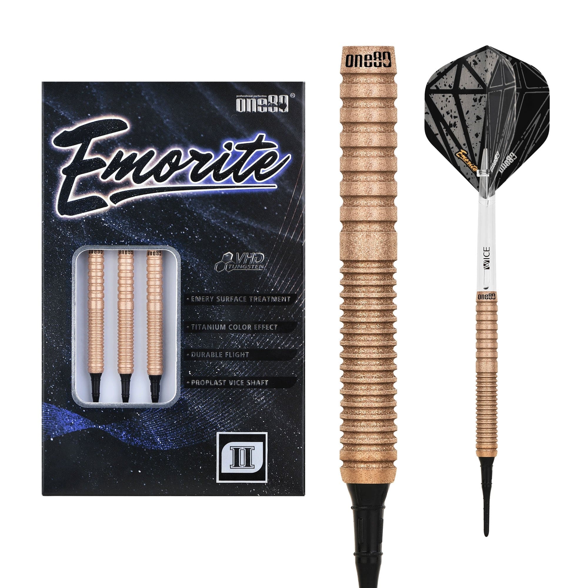 One80 Emorite 02 Darts - Soft Tip - 90% Tungsten - Rose Gold - Image 3