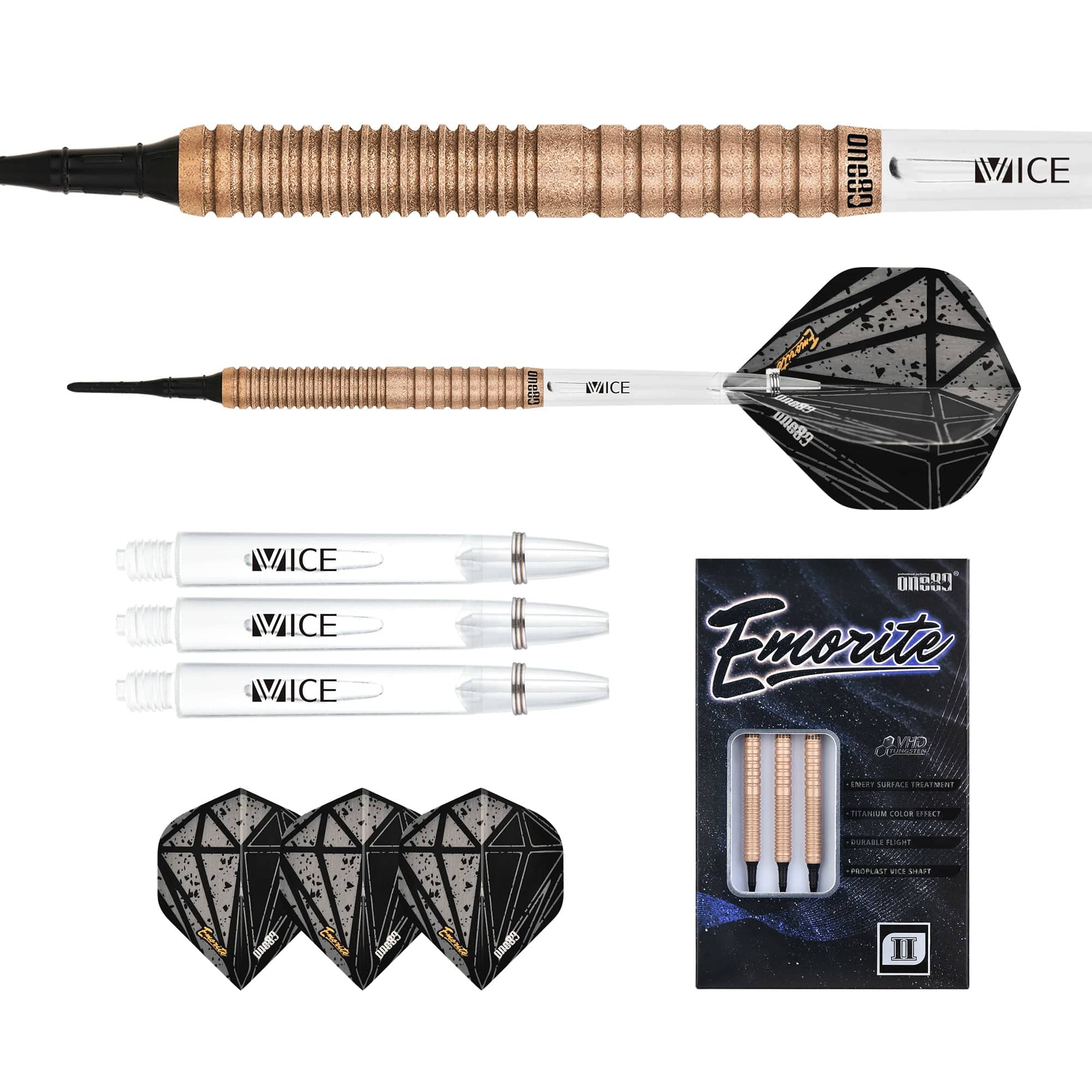 One80 Emorite 02 Darts - Soft Tip - 90% Tungsten - Rose Gold - Image 5