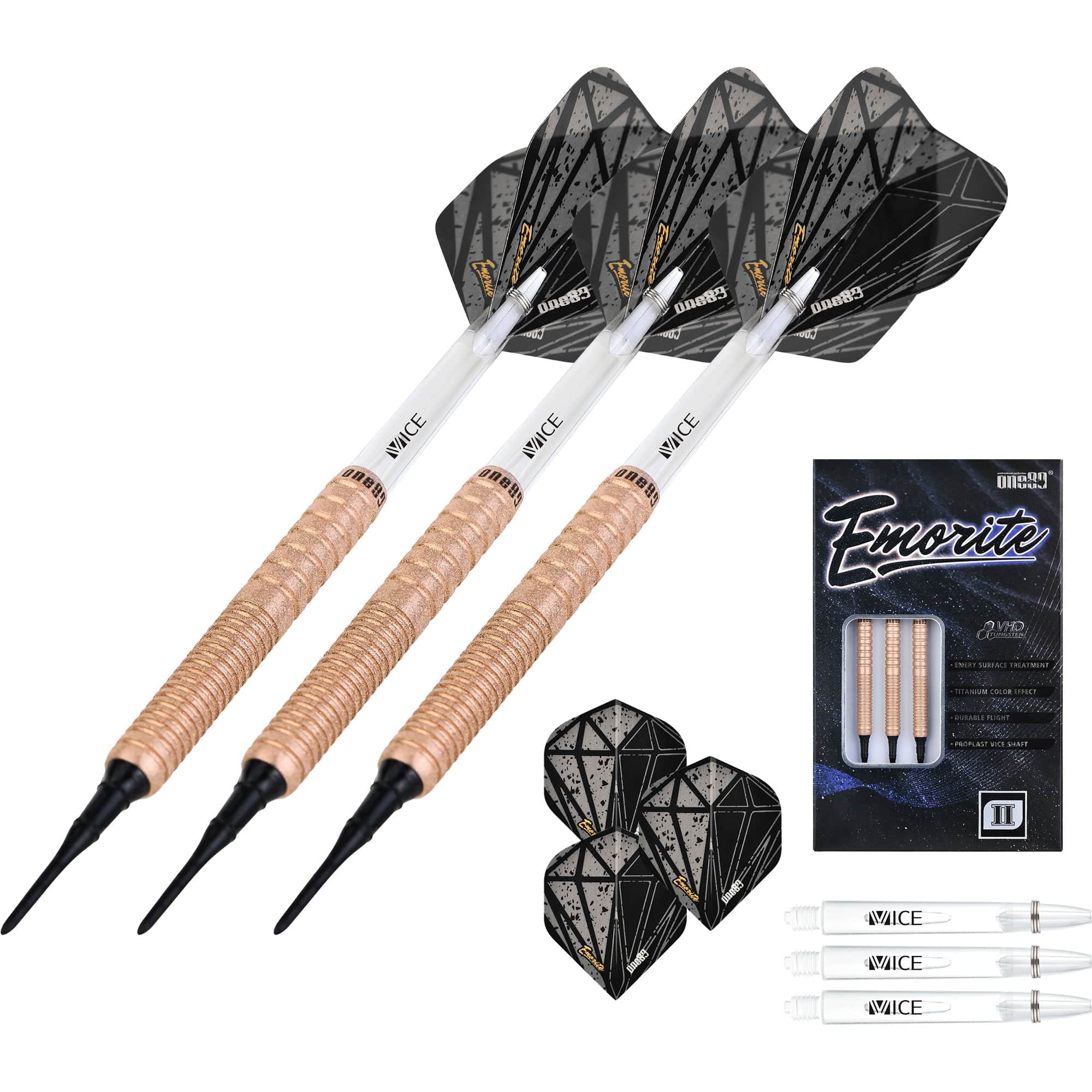 One80 Emorite 02 Darts - Soft Tip - 90% Tungsten - Rose Gold - Image 7