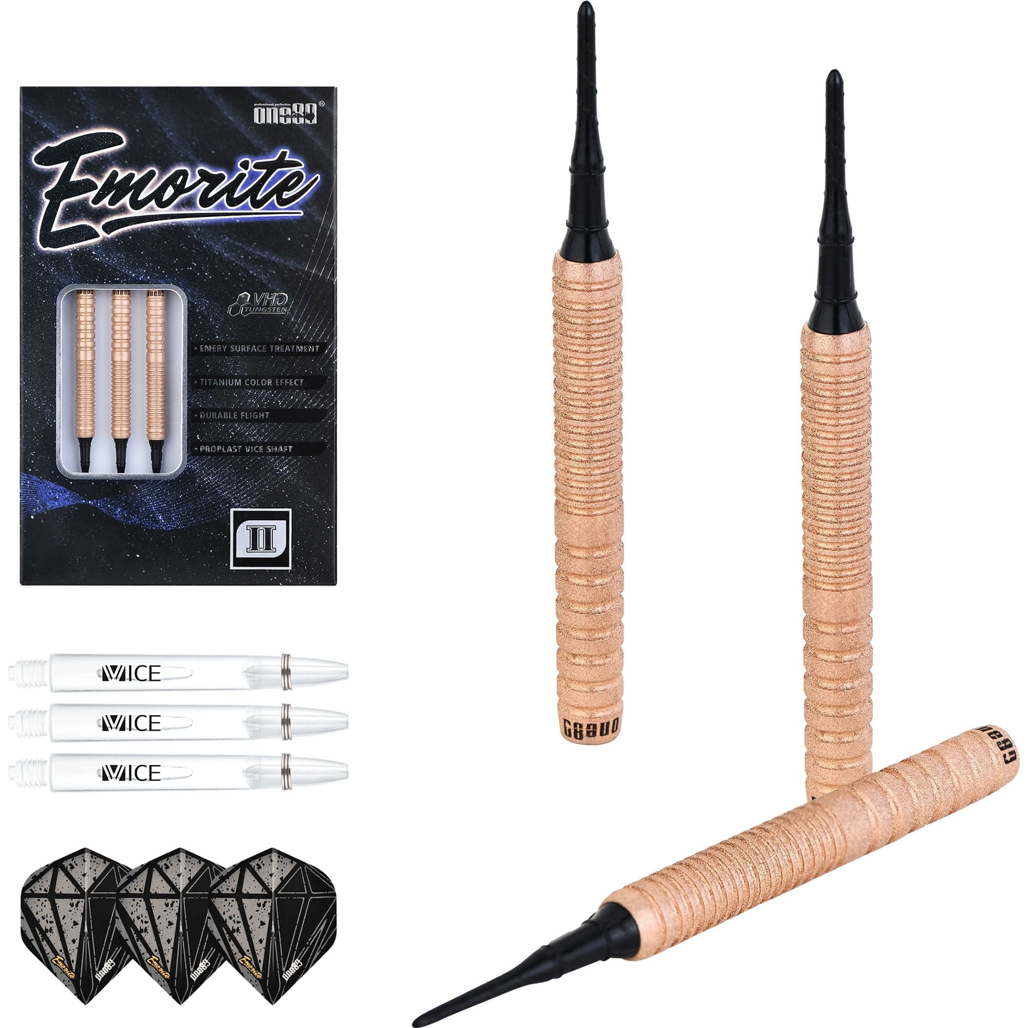 One80 Emorite 02 Darts - Soft Tip - 90% Tungsten - Rose Gold - Image 8