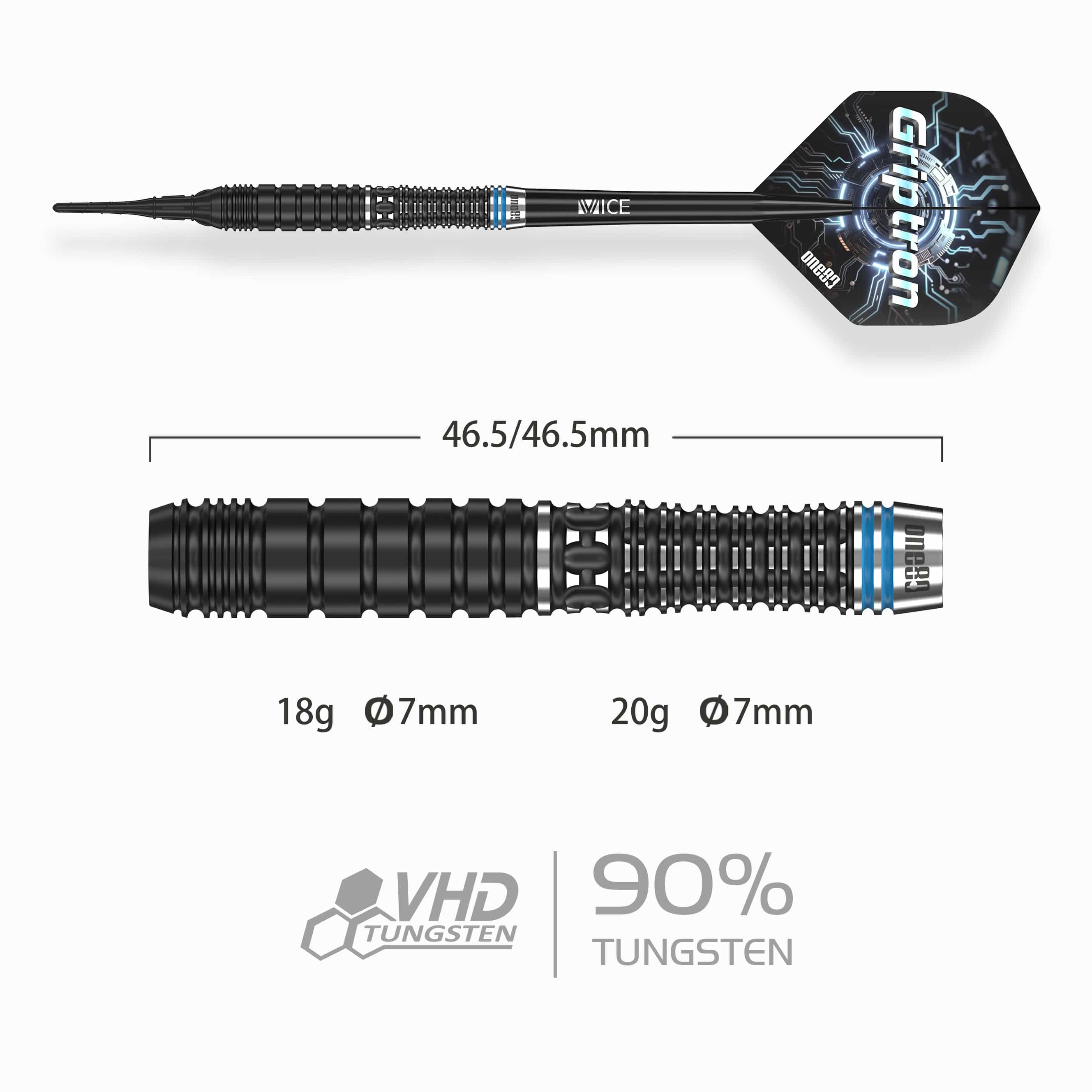 One80 Griptron Darts - Soft Tip - 90% Tungsten - GT2 - Image 2