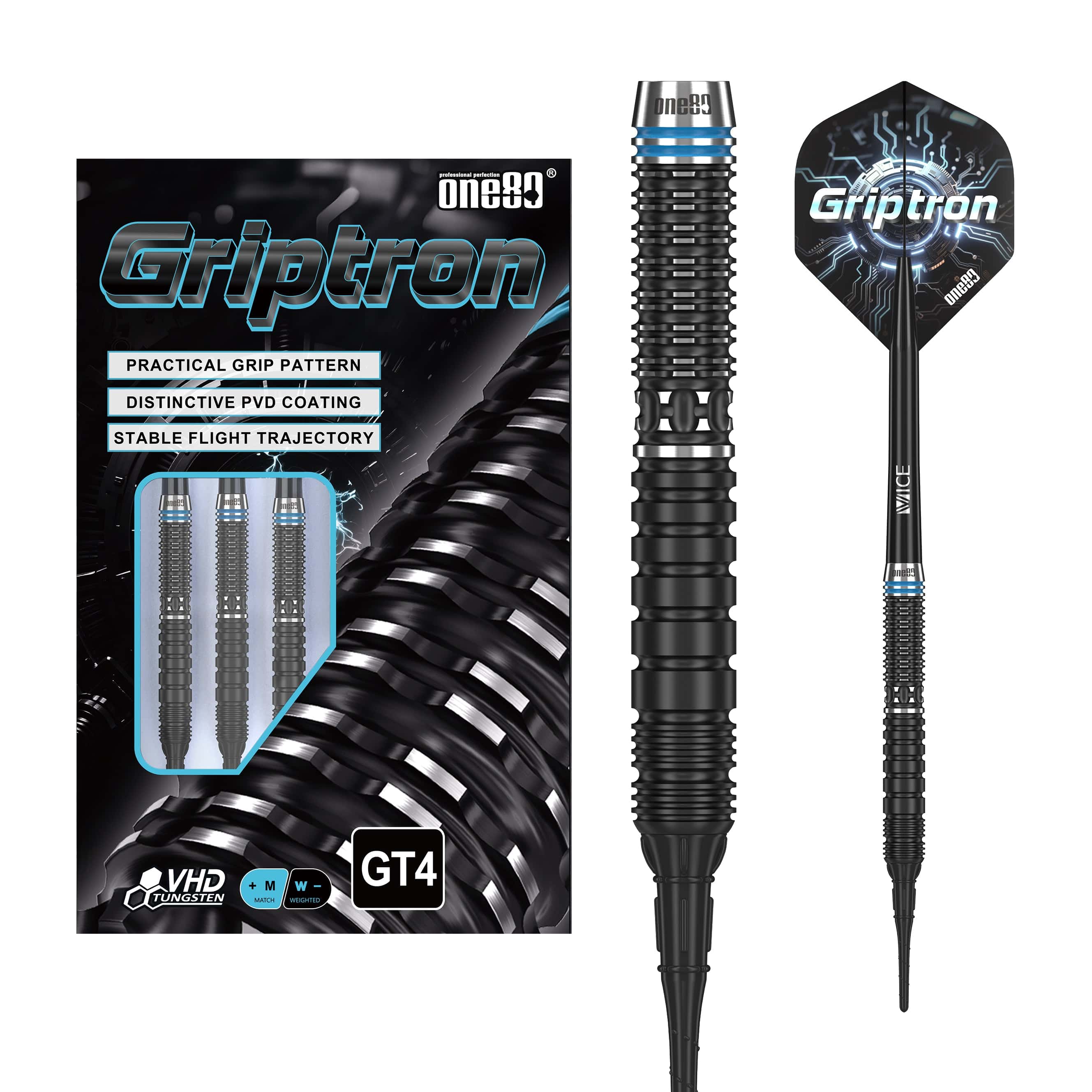 One80 Griptron Darts - Soft Tip - 90% Tungsten - GT4