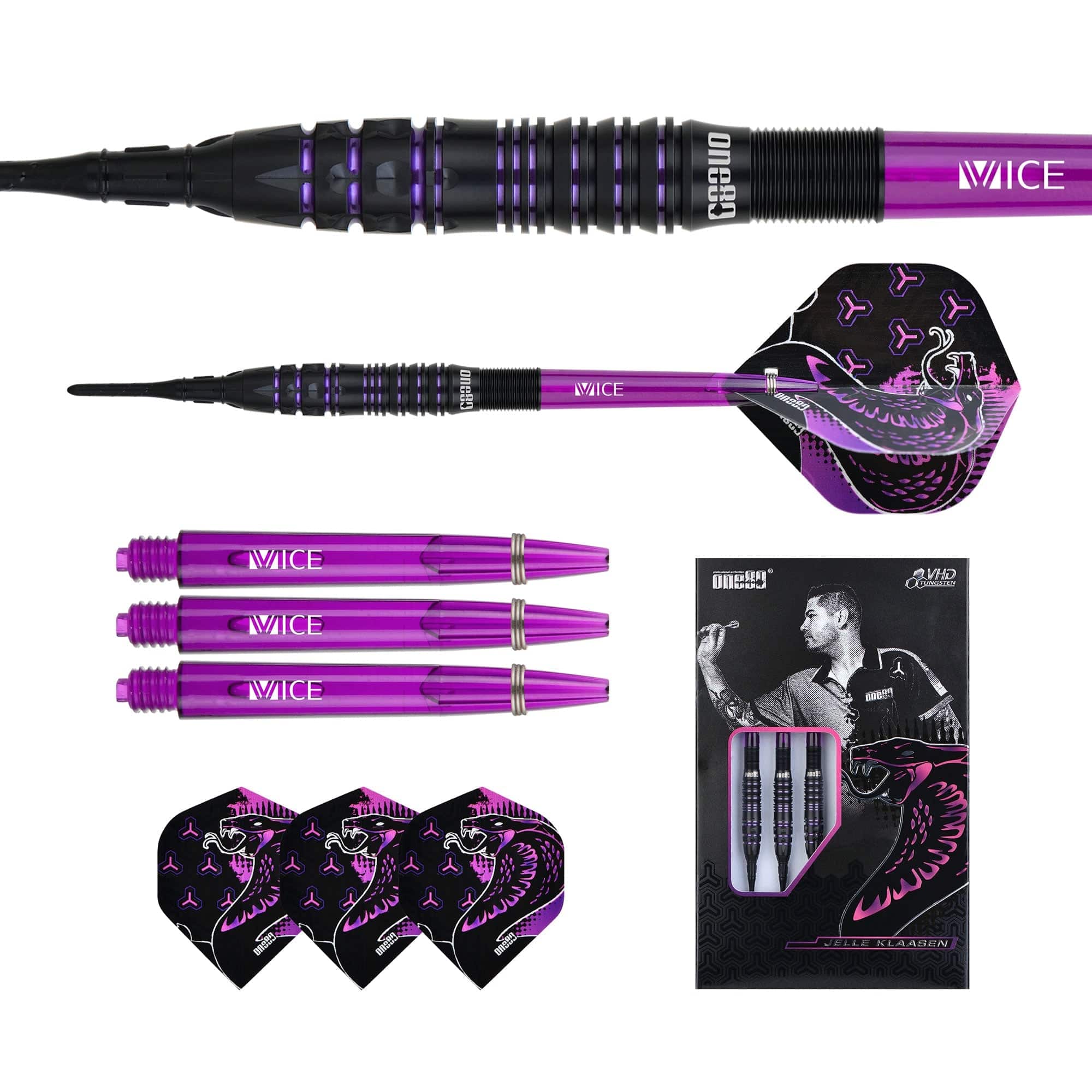 One80 Jelle Klaasen VHD Darts - Soft Tip - The Cobra - Black - Image 4