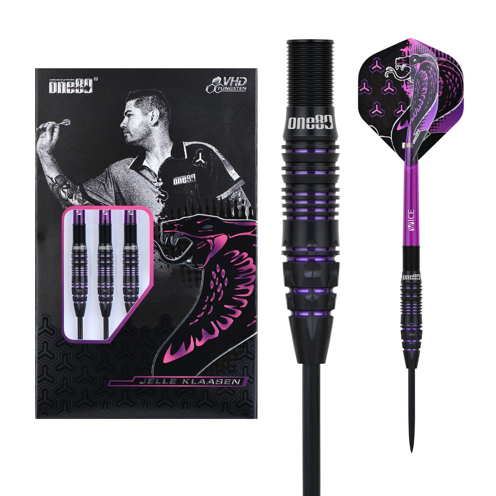 One80 Jelle Klaasen VHD Darts - Steel Tip - The Cobra - Black - Image 3