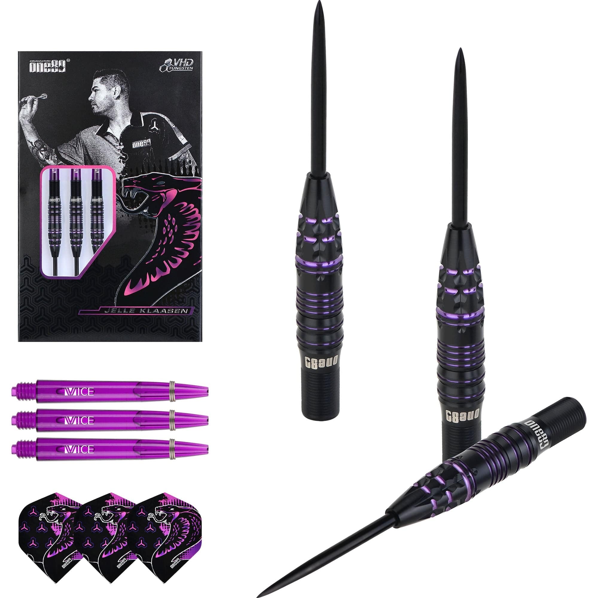 One80 Jelle Klaasen VHD Darts - Steel Tip - The Cobra - Black - Image 8