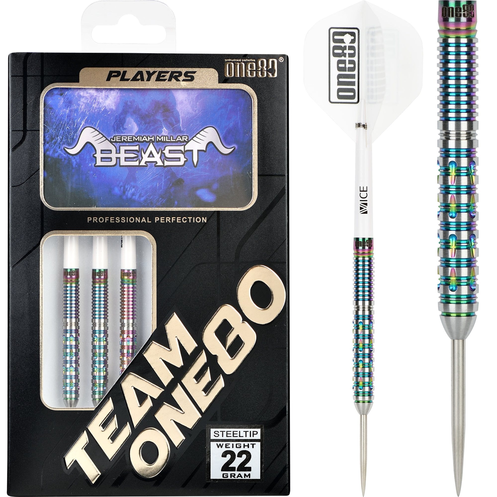 One80 Jeremiah Millar Darts - Steel Tip - Beast - 22g