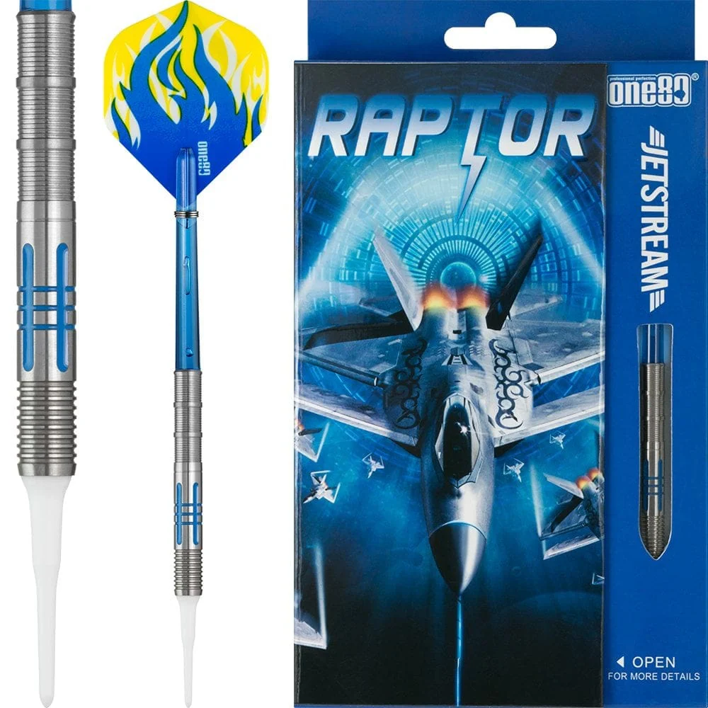 One80 Jetstream Darts - Soft Tip Tungsten - Blue - Raptor