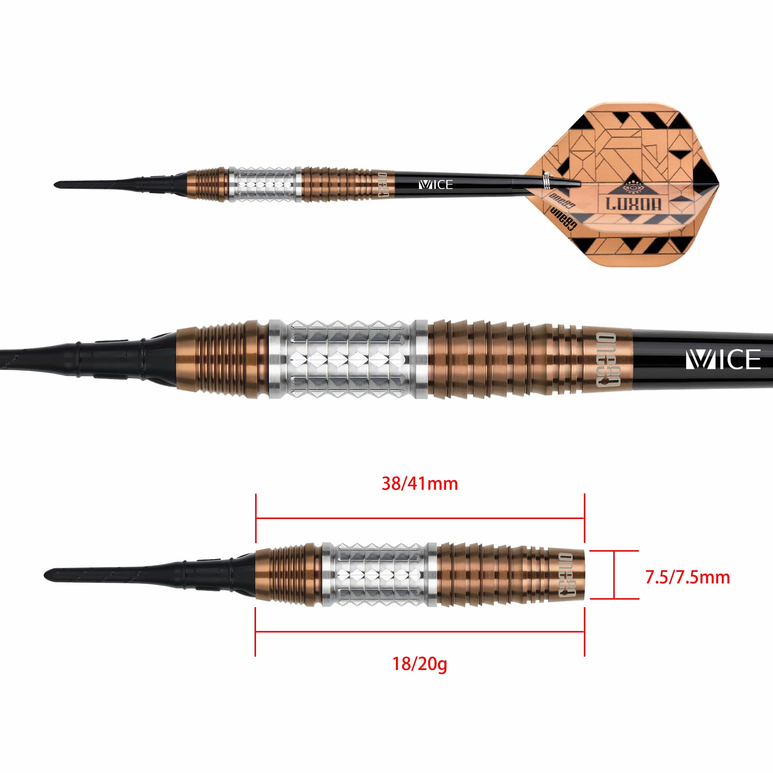 One80 Luxor Darts - Soft Tip - 90% Tungsten - Epsilon - 18g - Image 3