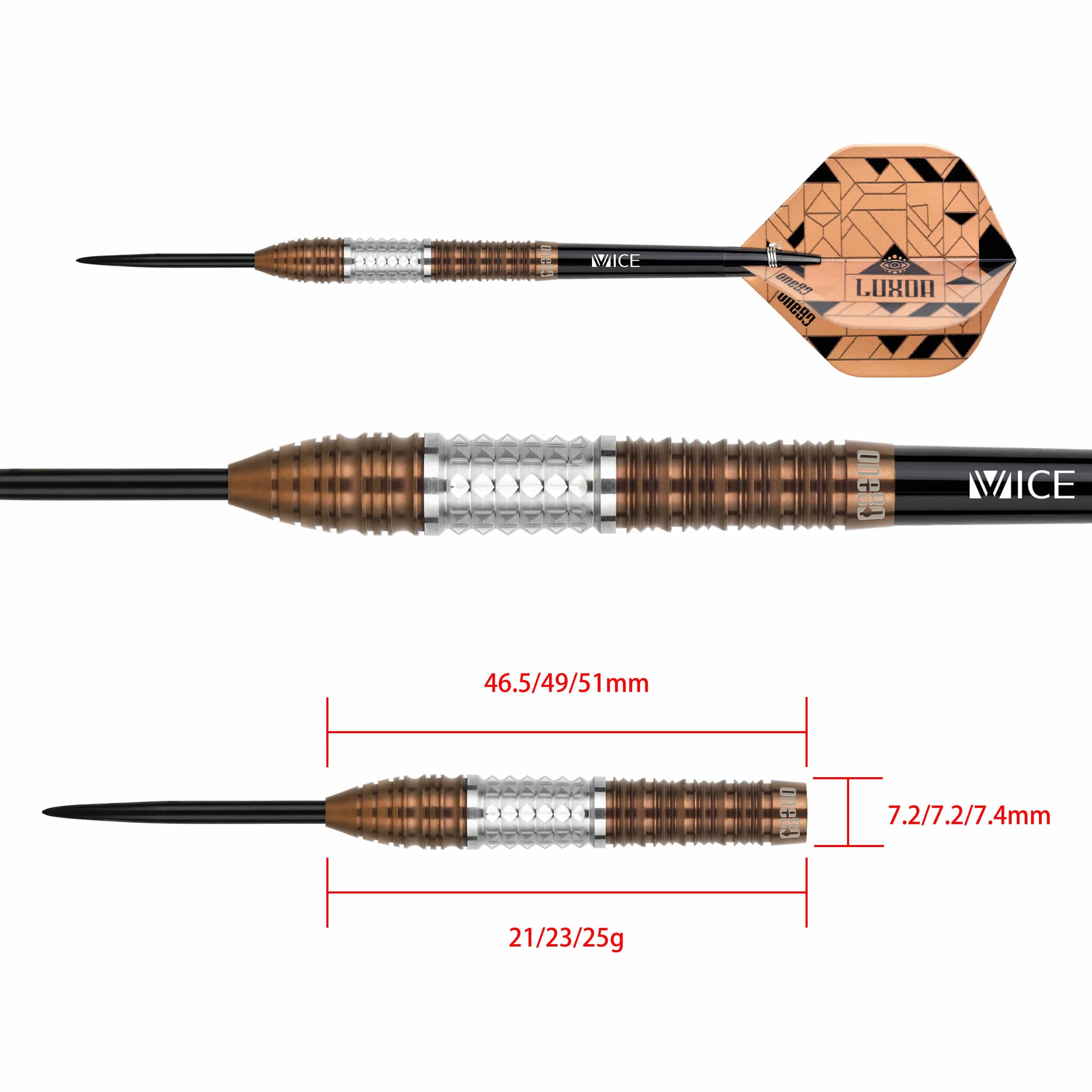 One80 Luxor Darts - Steel Tip - 90% Tungsten - Delta - Image 3