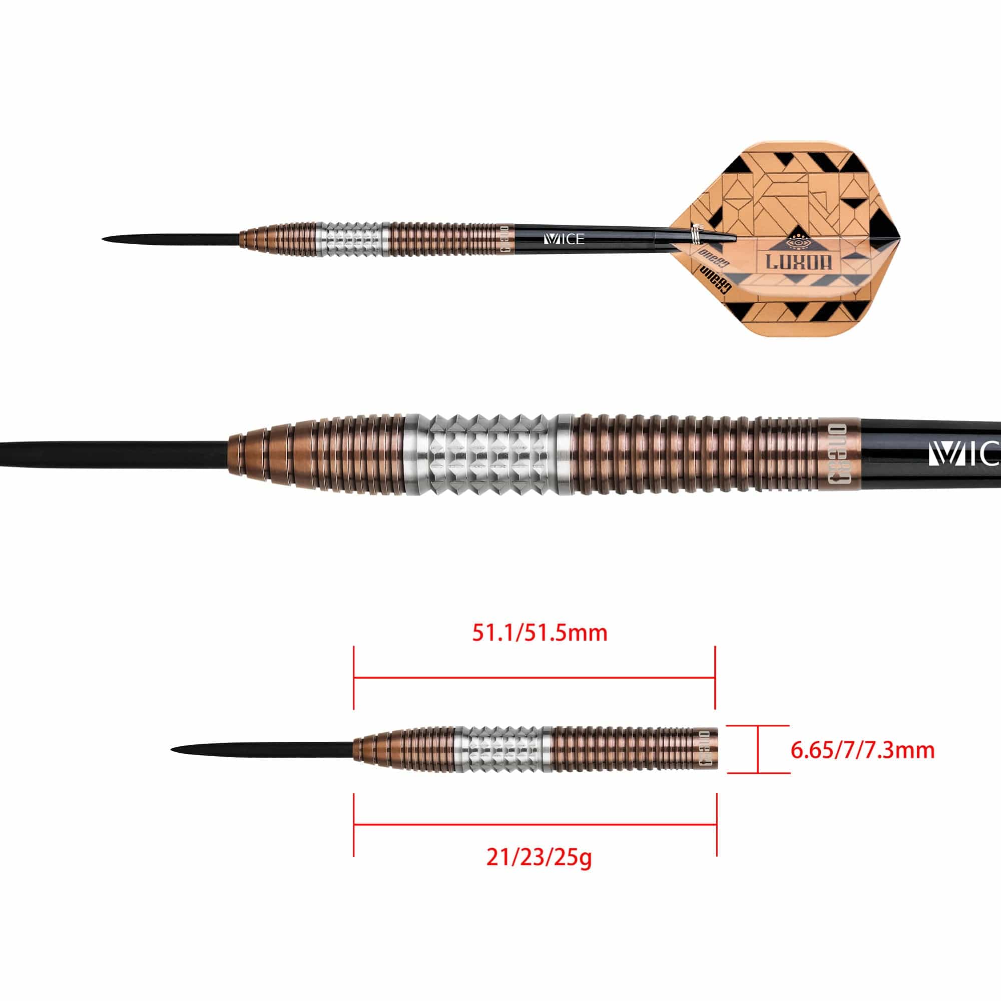 One80 Luxor Gamma Darts - Steel Tip - Bronze - Image 4