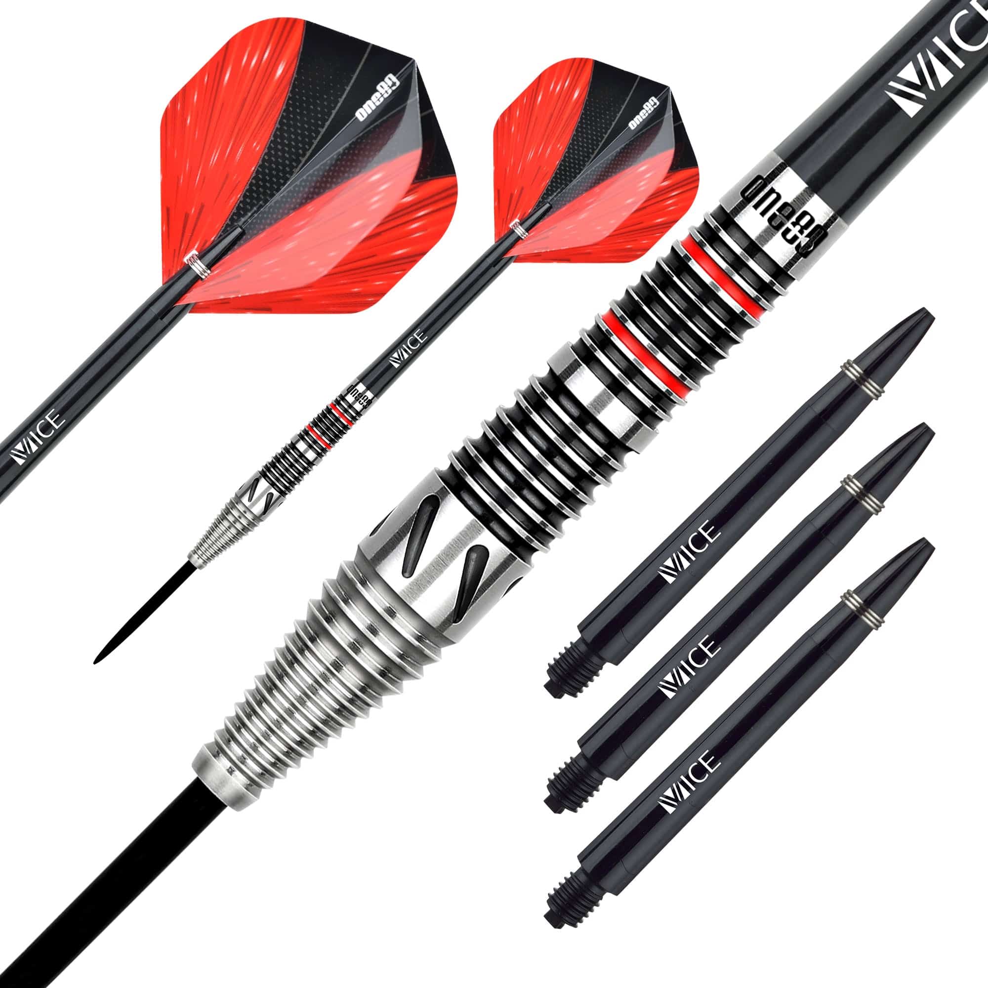 One80 Mick Lacey Darts - Steel Tip - Lone Wolf - Black & Red - 23.5g - Image 2