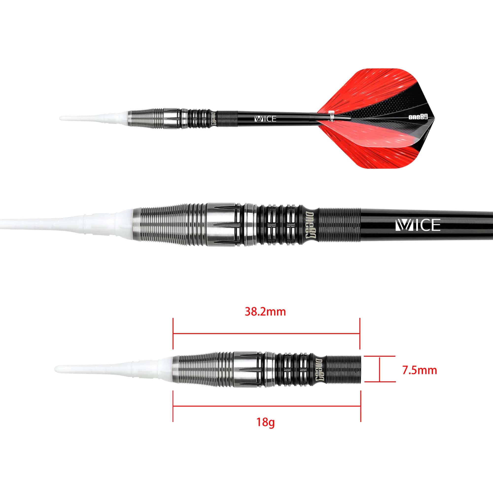 One80 Niko Springer Darts - Soft Tip - Signature - Black \ Silver - 18g - Image 3